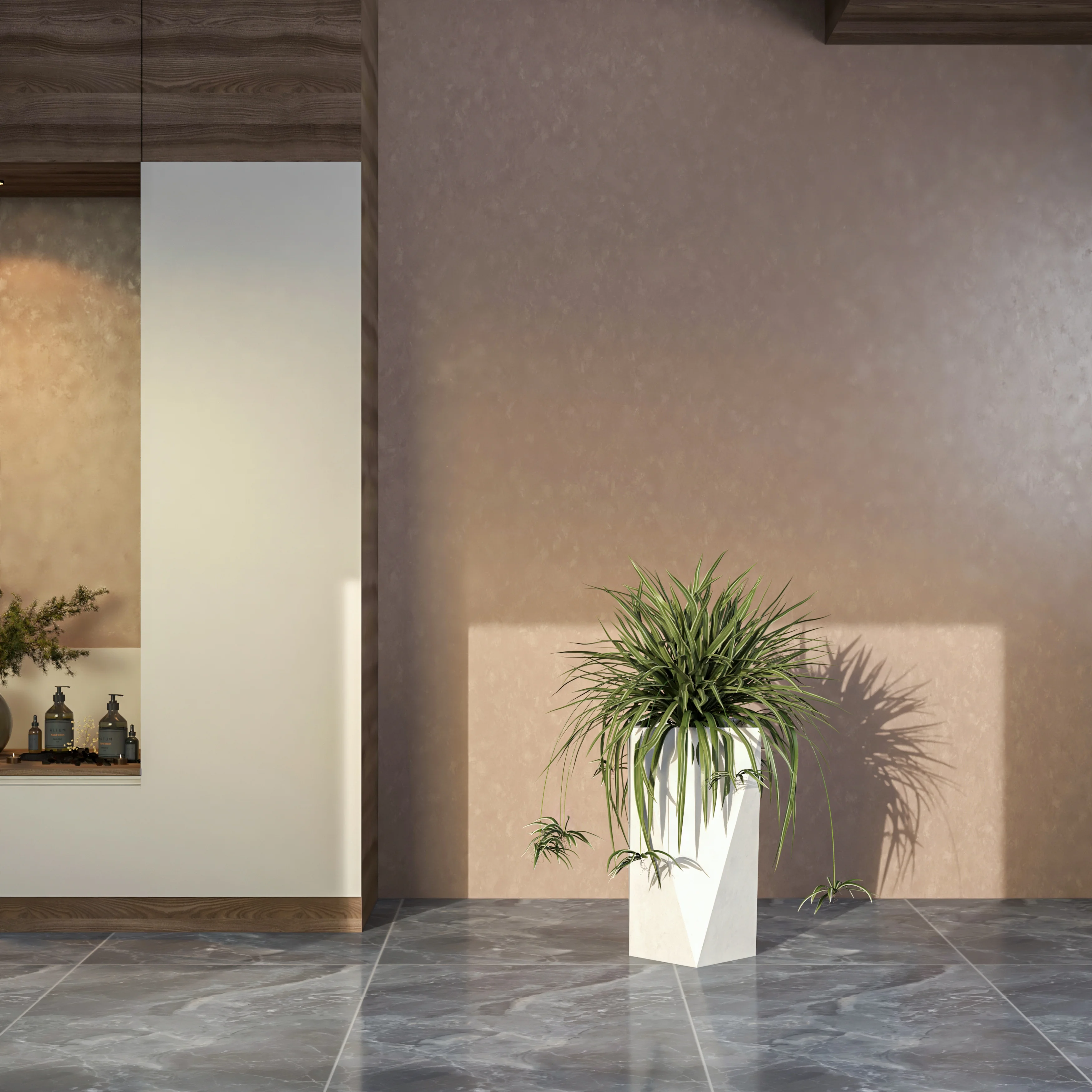 Aloe Series PolyStone Planter in White, 13 x 13, 24 High