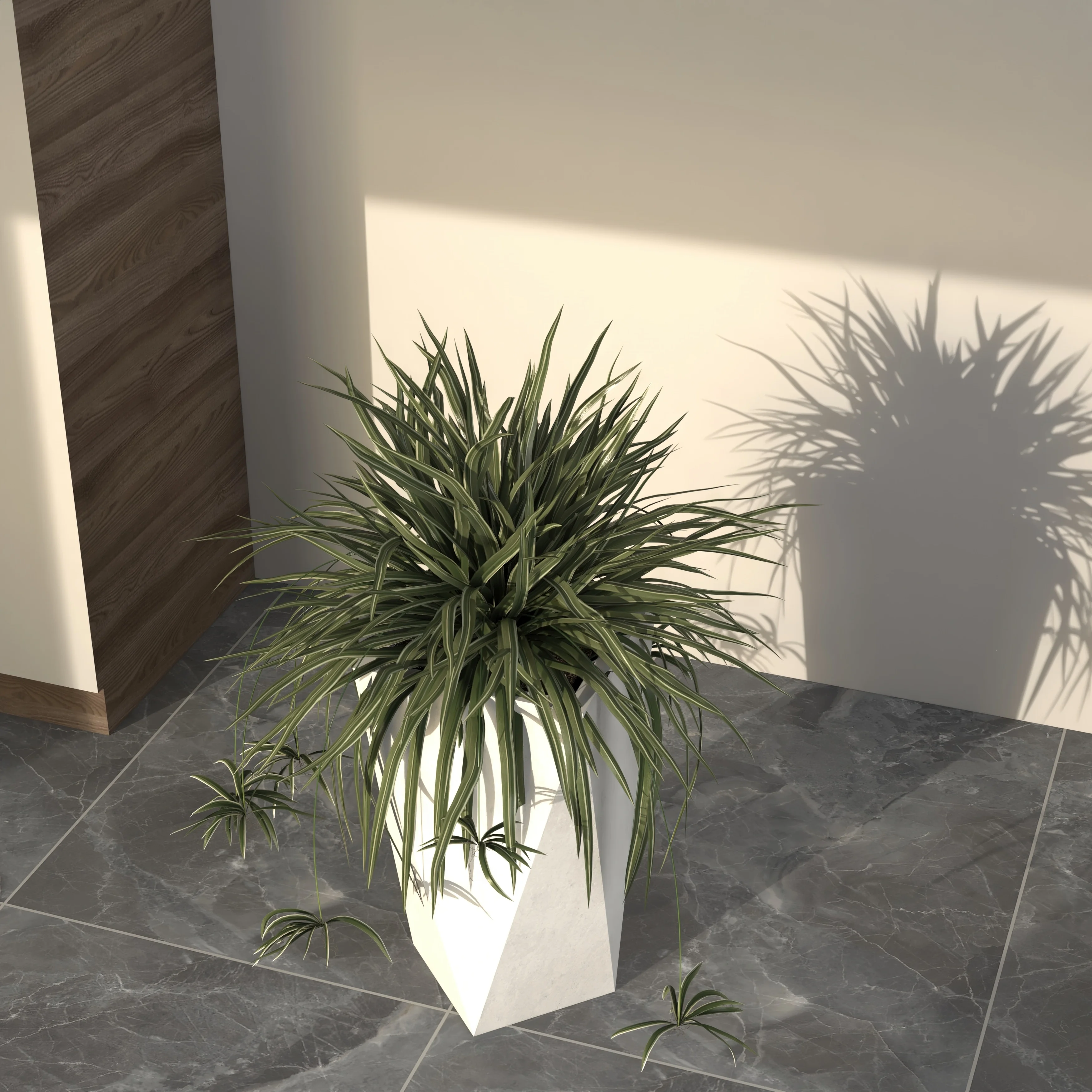 Aloe Series PolyStone Planter in White, 13 x 13, 24 High