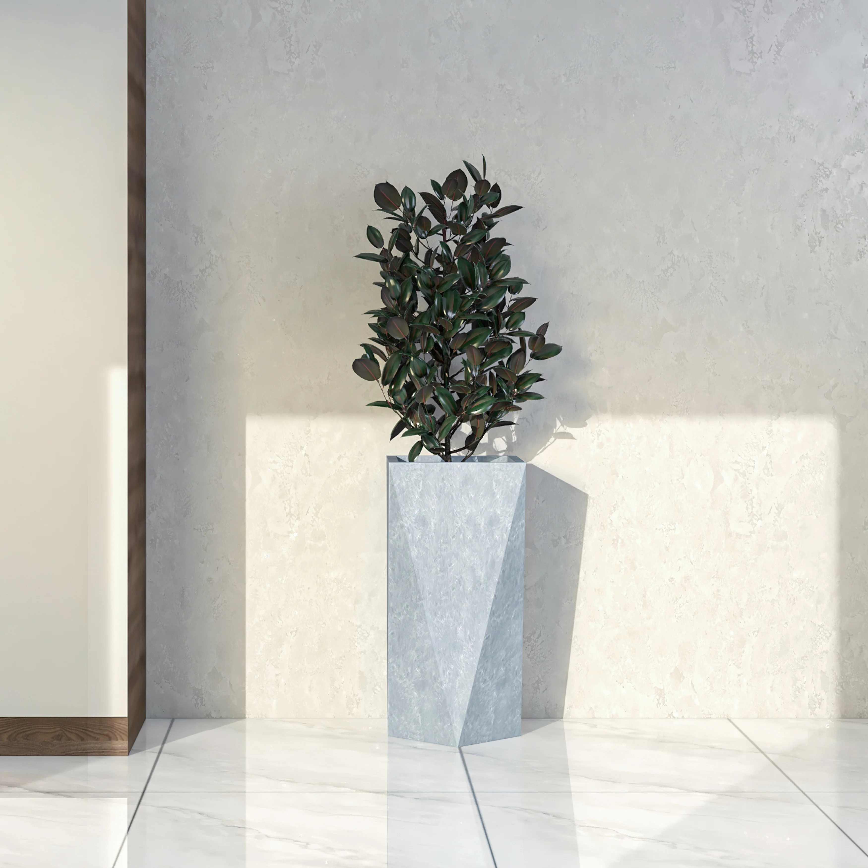 Aloe Series PolyStone Planter in Grey, 13.8 x 13.8, 28.7 High