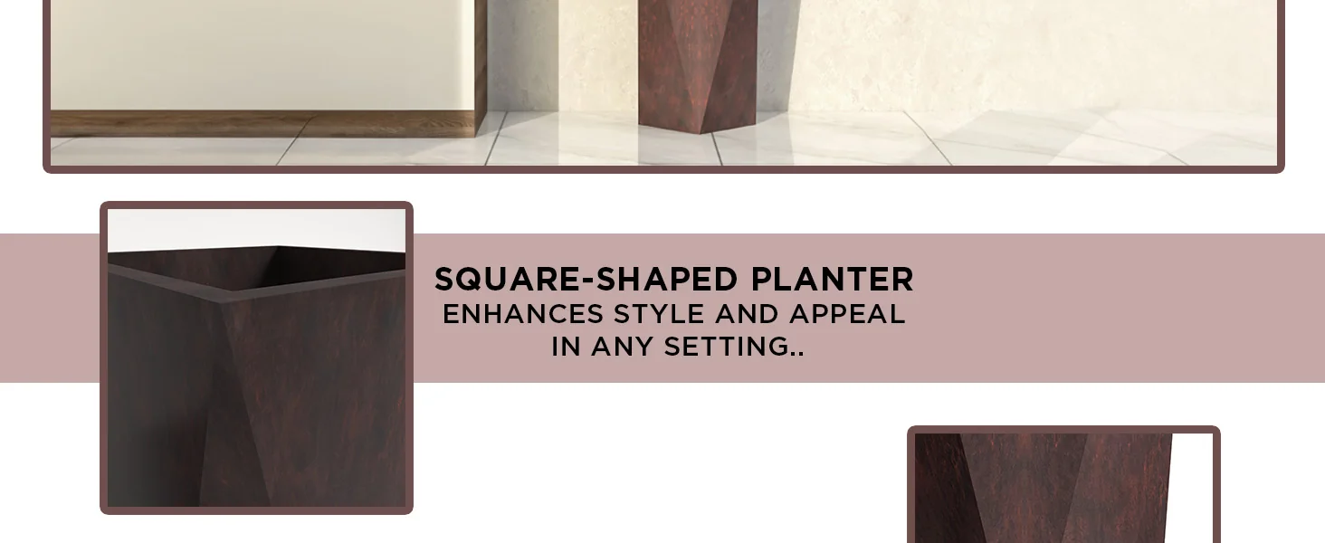 Aloe Series PolyStone Planter in Brown, 17 x 17, 34.6 High