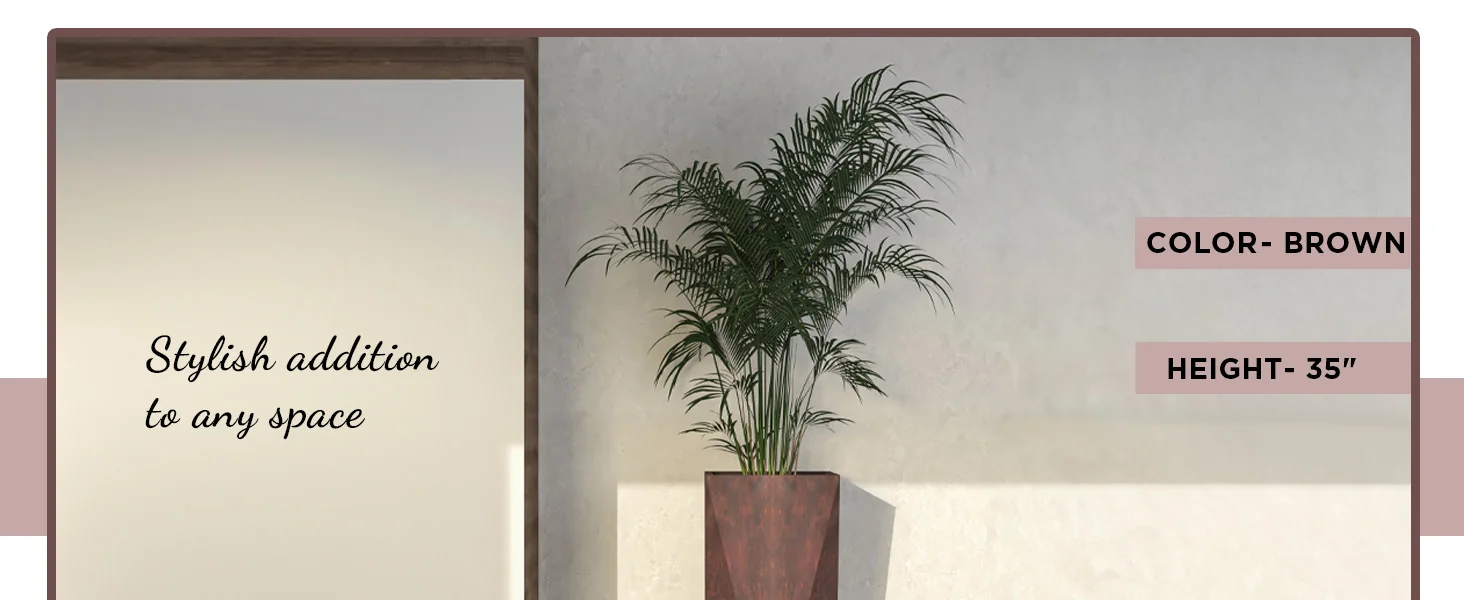 Aloe Series PolyStone Planter in Brown, 17 x 17, 34.6 High