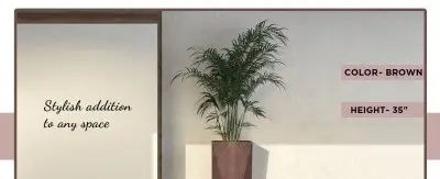 Aloe Series PolyStone Planter in Brown, 17 x 17, 34.6 High