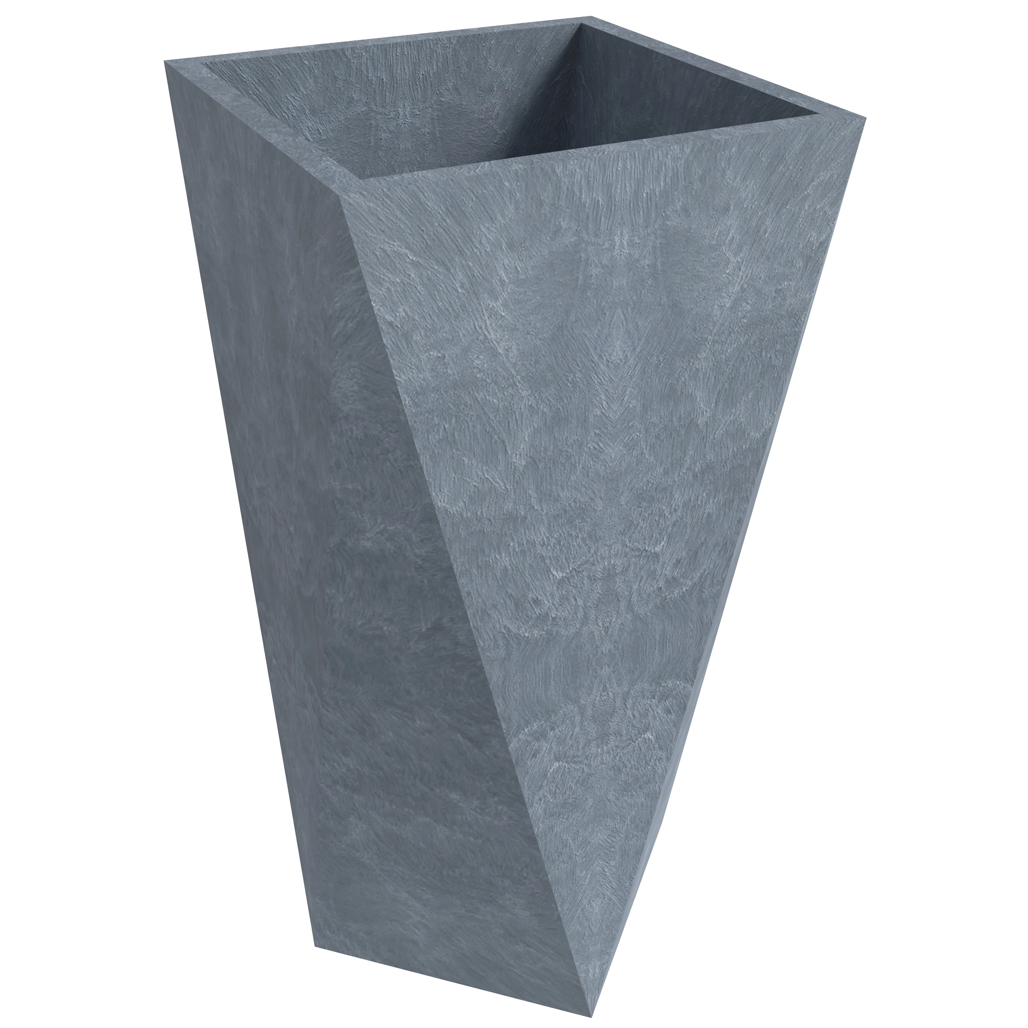 Aloe Series PolyStone Planter in Grey, 17 x 17, 34.6 High