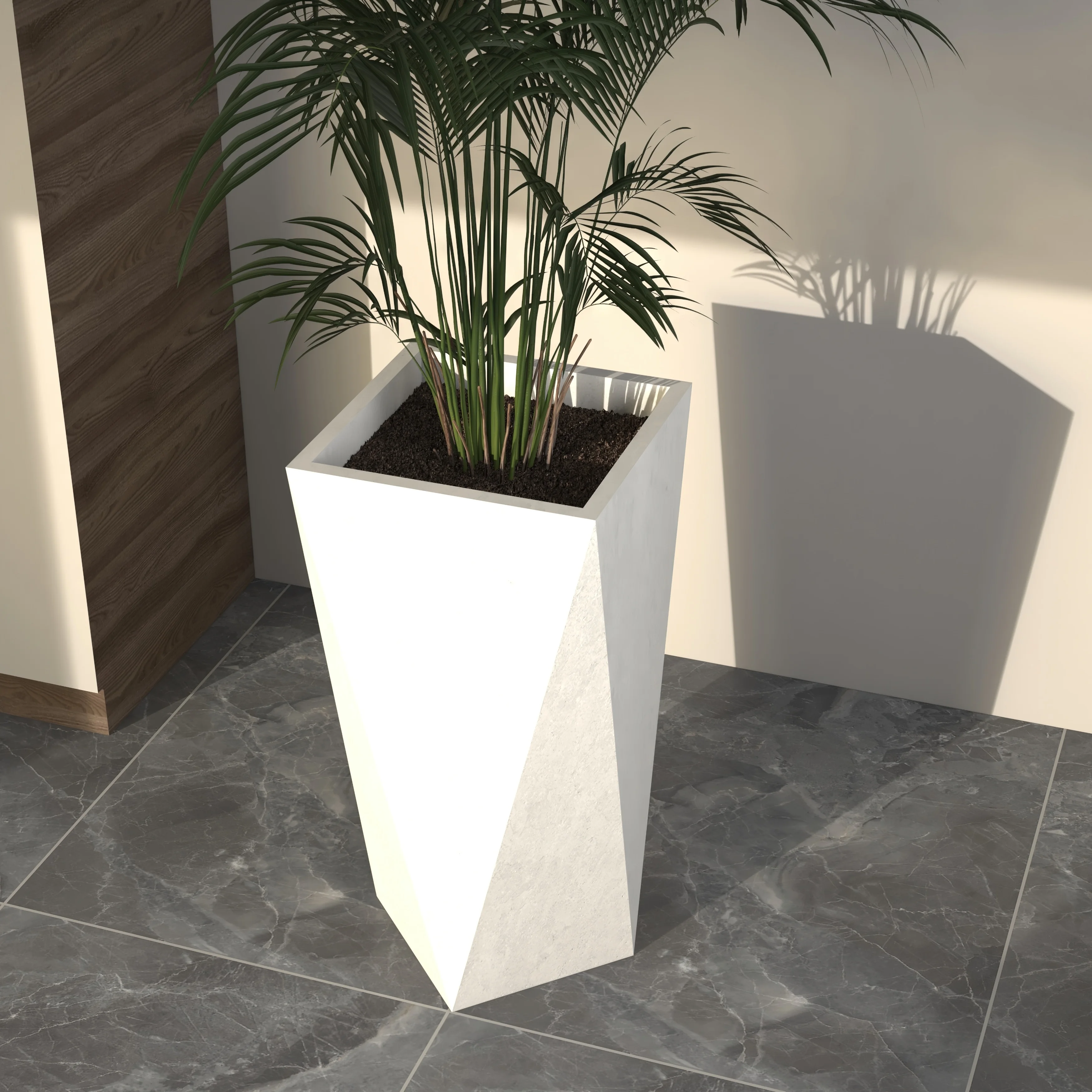 Aloe Series PolyStone Planter in White, 17 x 17, 34.6 High