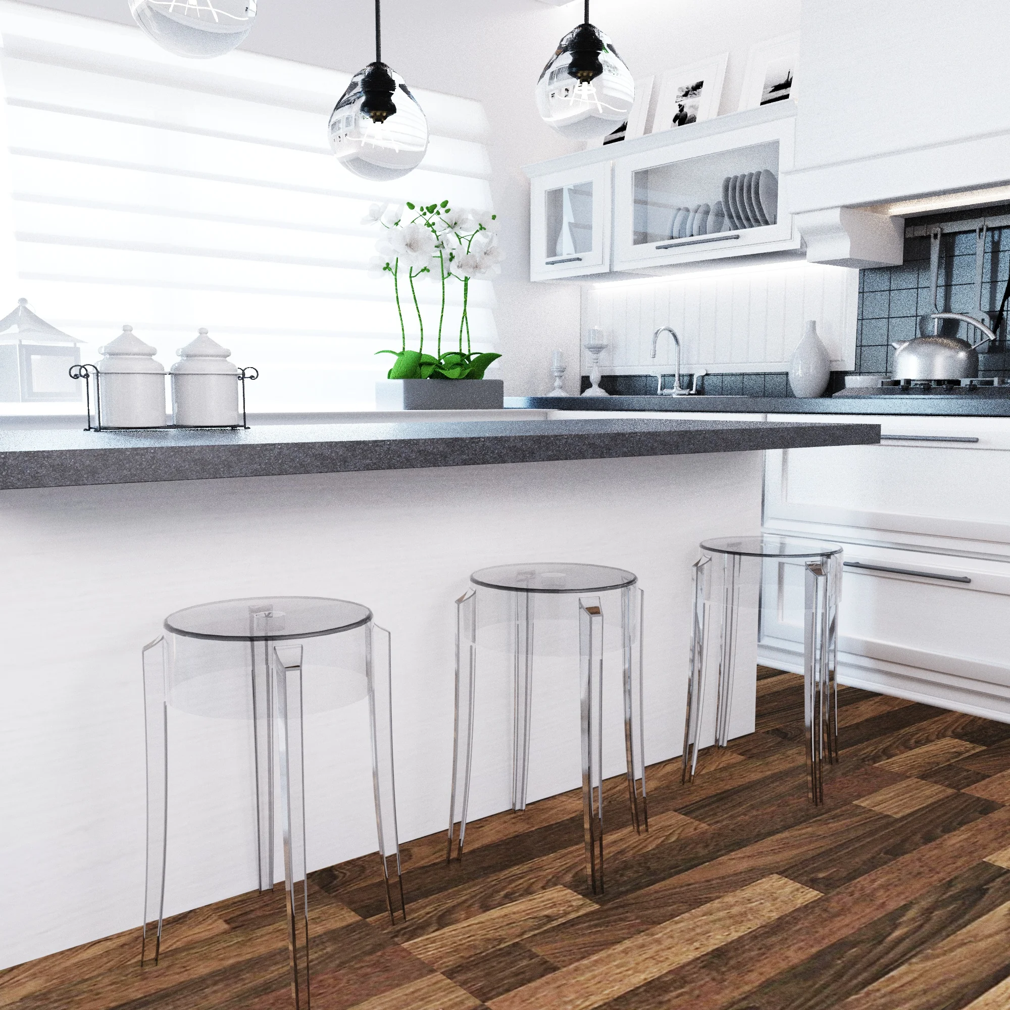 Averill Modern Plastic Dining Stool with Sturdy Seat and Legs for Kitchen and Dining Room