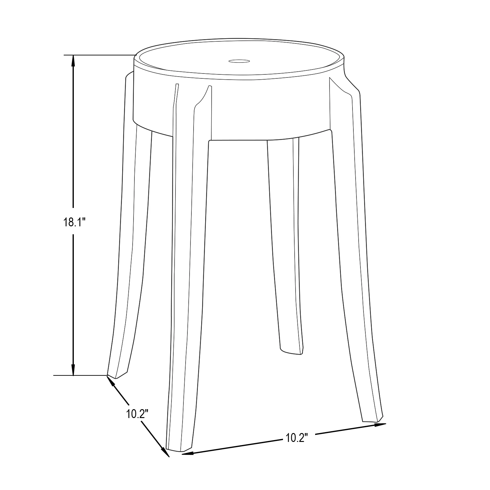 Averill Modern Plastic Dining Stool with Sturdy Seat and Legs for Kitchen and Dining Room