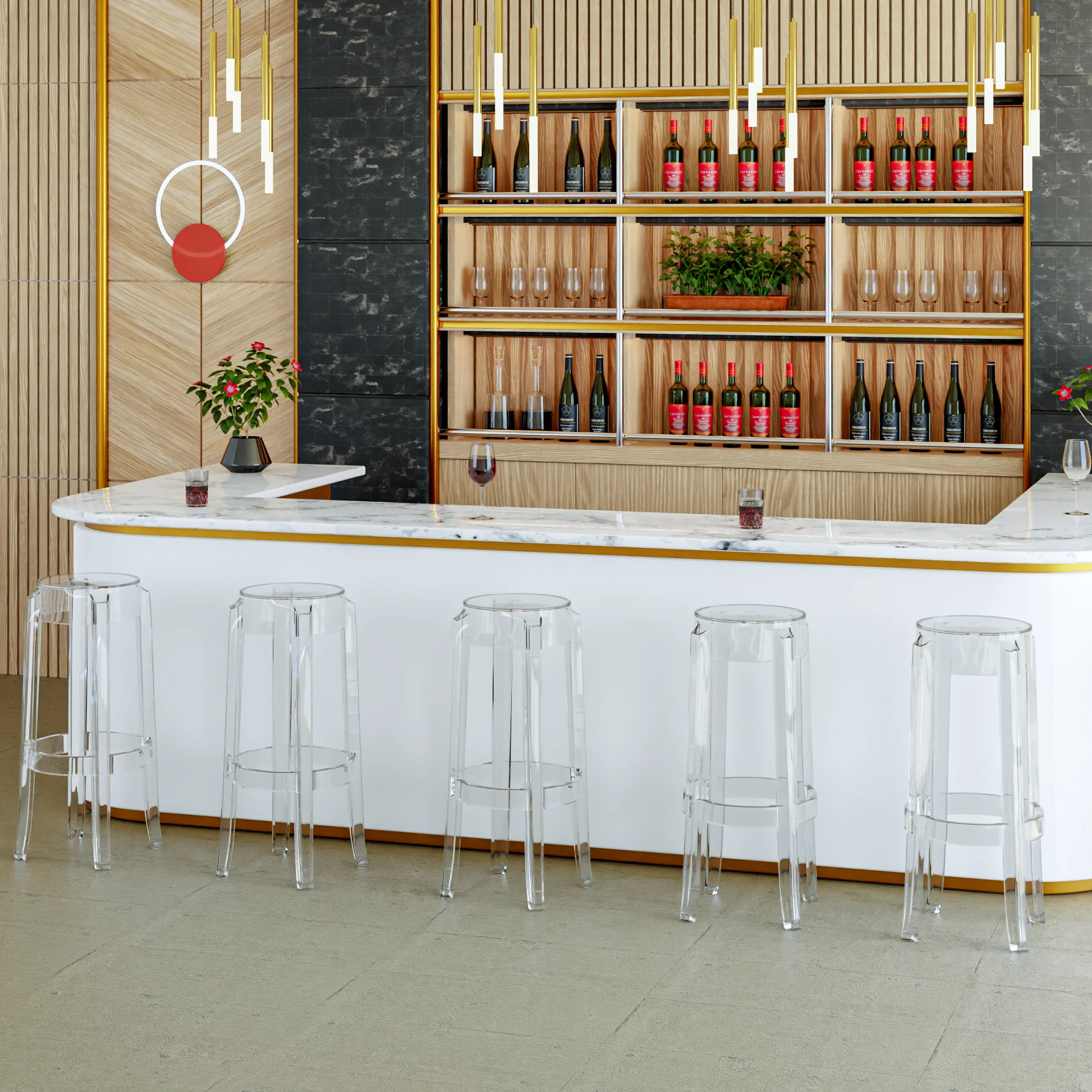 Averill Plastic Barstool with Clear Acrylic Seat and Legs