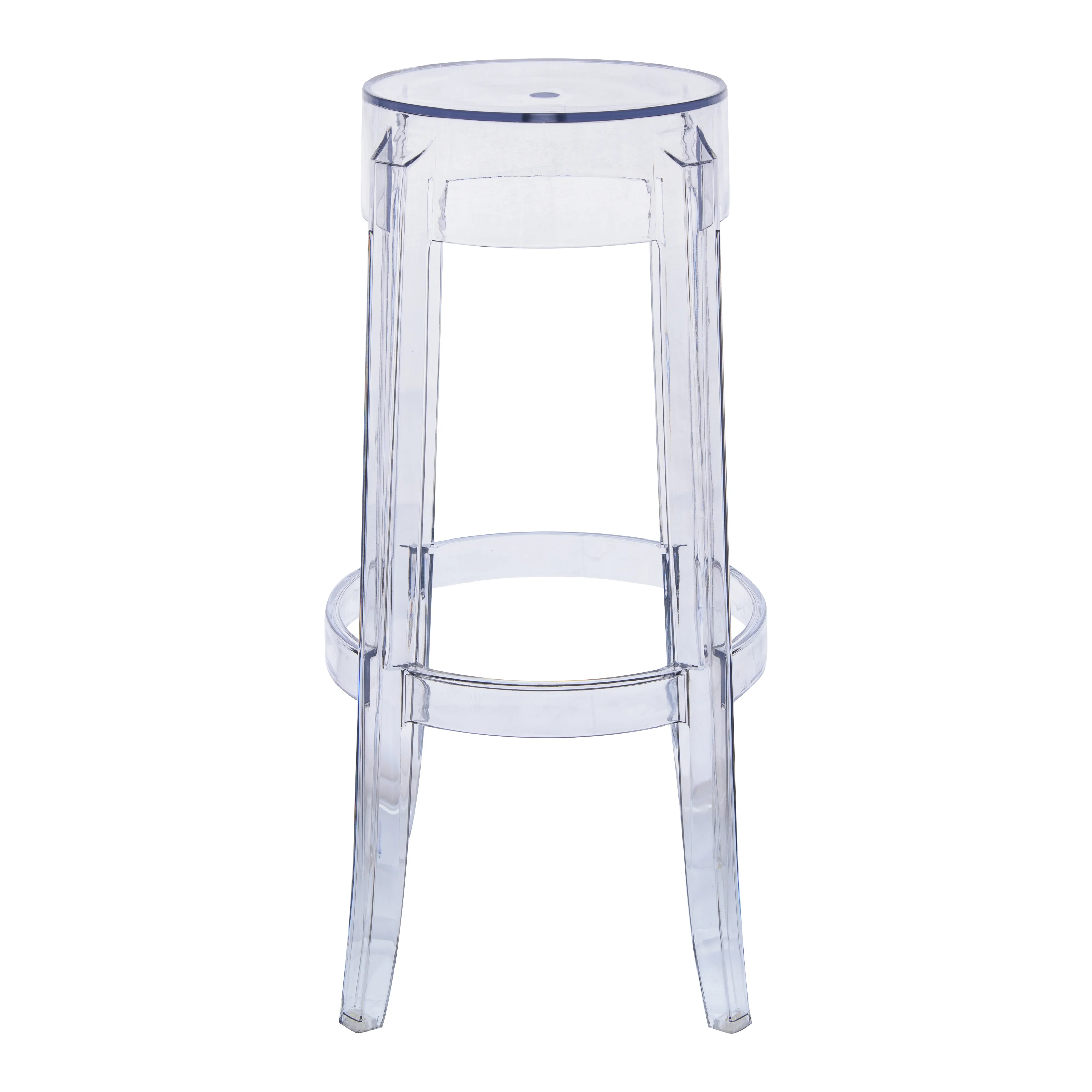 Averill Plastic Barstool with Clear Acrylic Seat and Legs, Set of 2