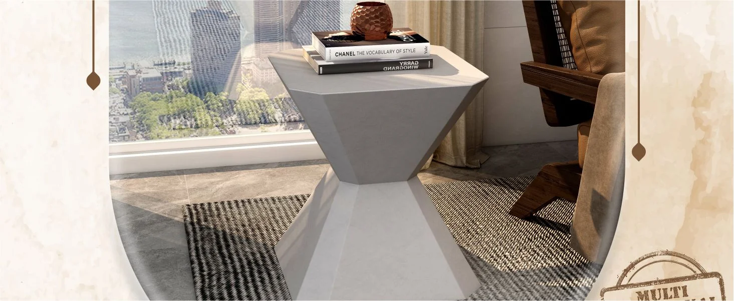 Azure Collection Fiberglass Outdoor Side Table in Grey