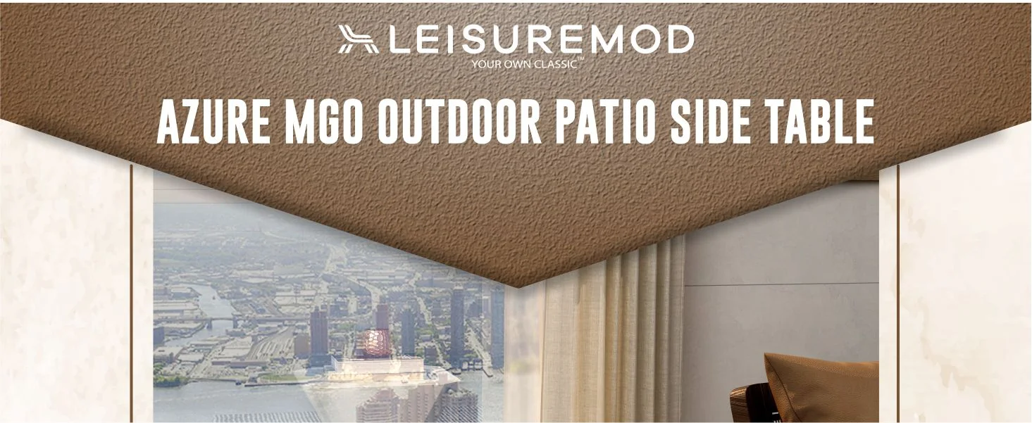 Azure Collection Fiberglass Outdoor Side Table in Grey