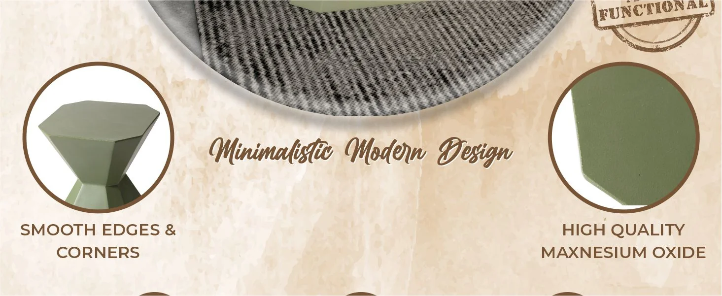 Azure Collection Fiberglass Outdoor Side Table in Olive Green