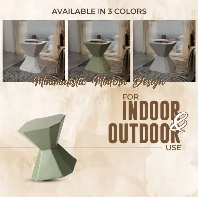 Azure Collection Fiberglass Outdoor Side Table in Olive Green