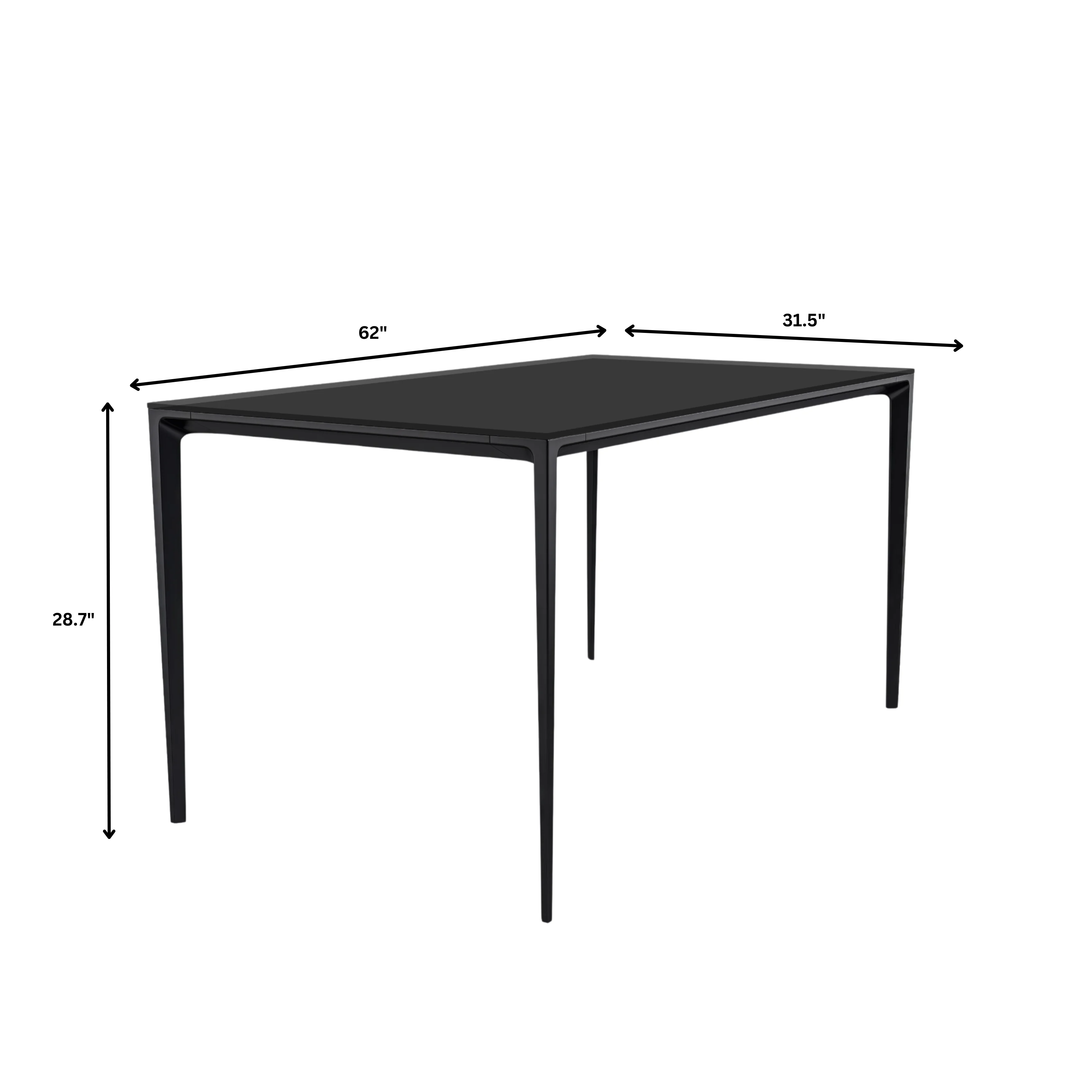 Avo Series Modern Dining Table Black Base, With 55 Black Glass Top