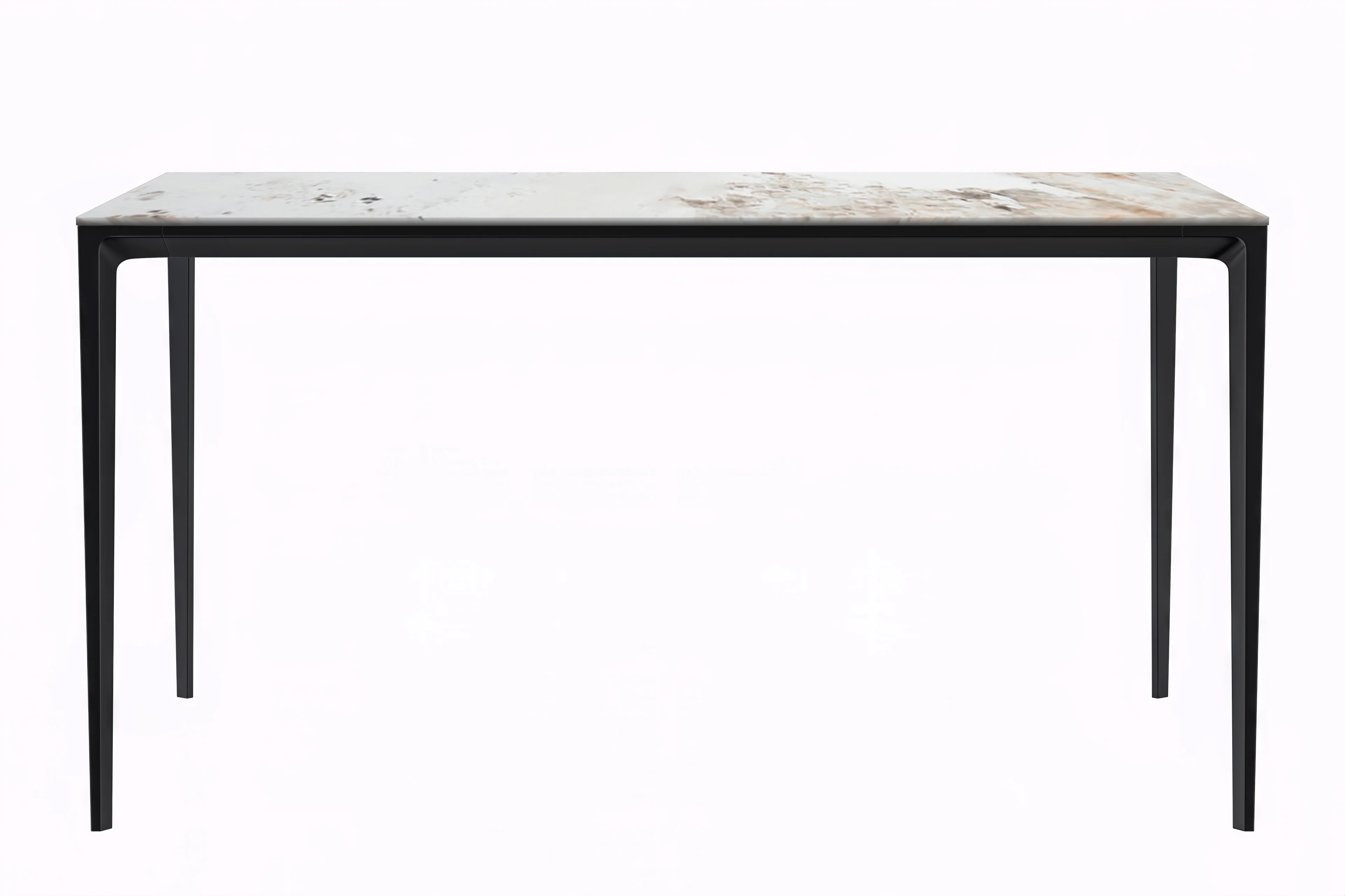 Avo Series Modern Dining Table Black Base, With 55 White Grey Sintered Stone Top