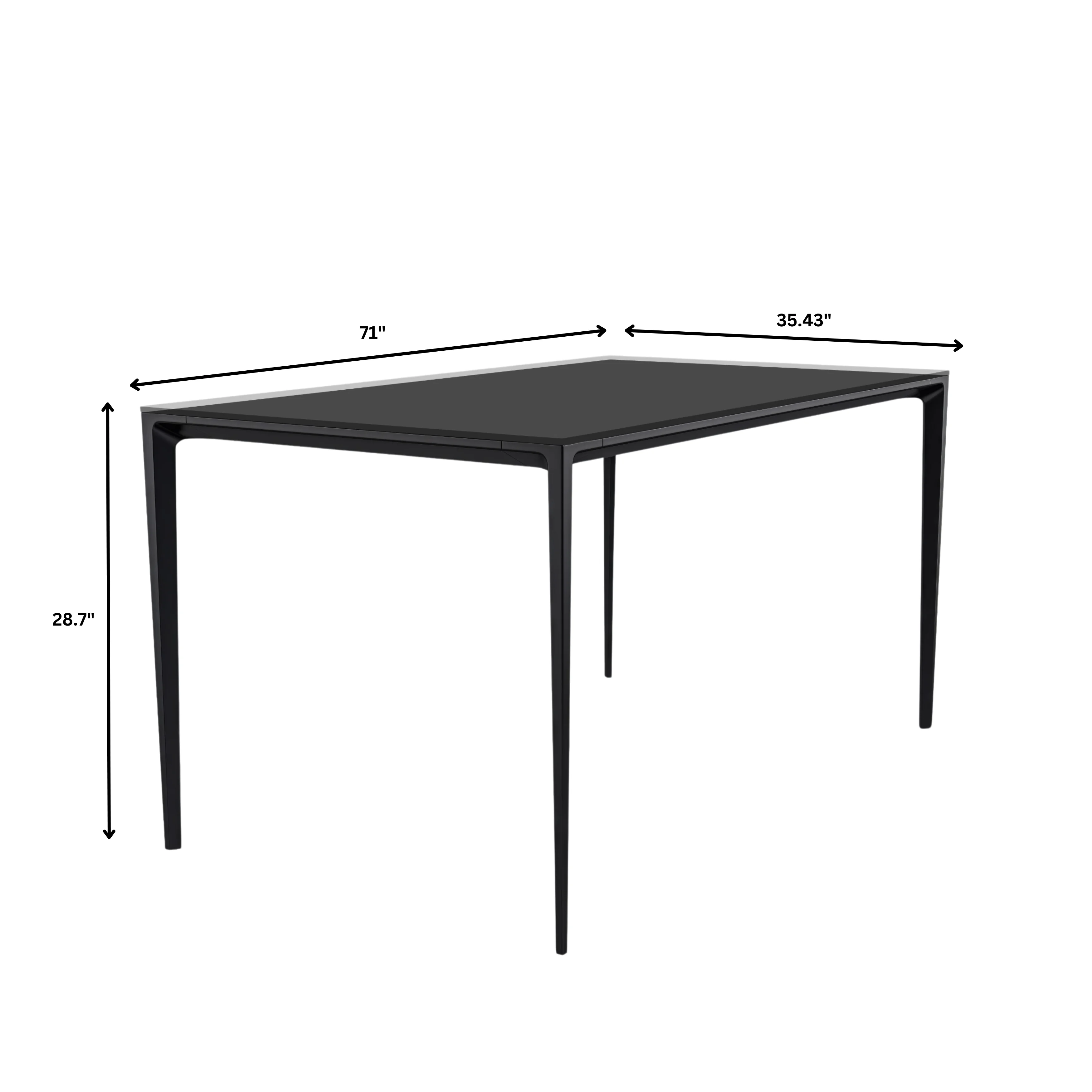 Avo Series Modern Dining Table Black Base, With 55 Clear Glass Top