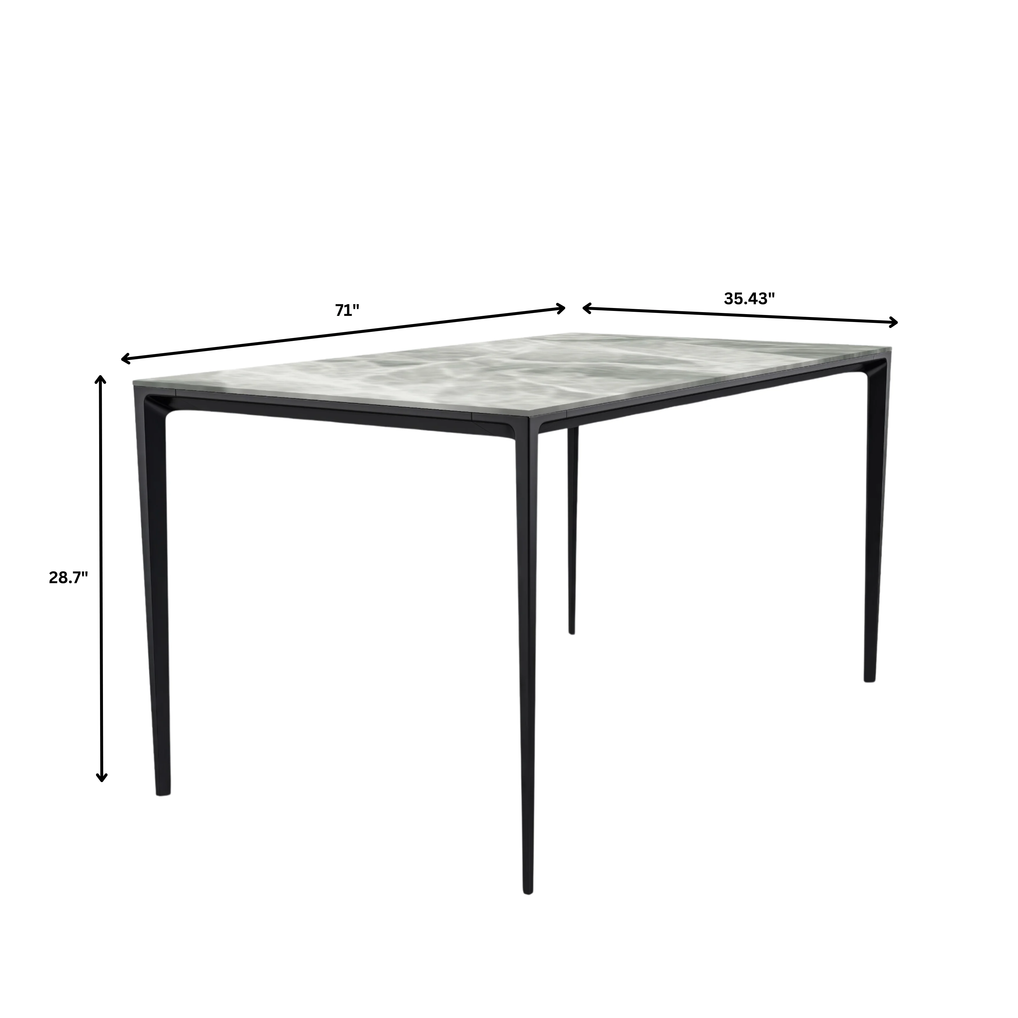 Avo Series Modern Dining Table Black Base, With 55 Light Grey Sintered Stone Top