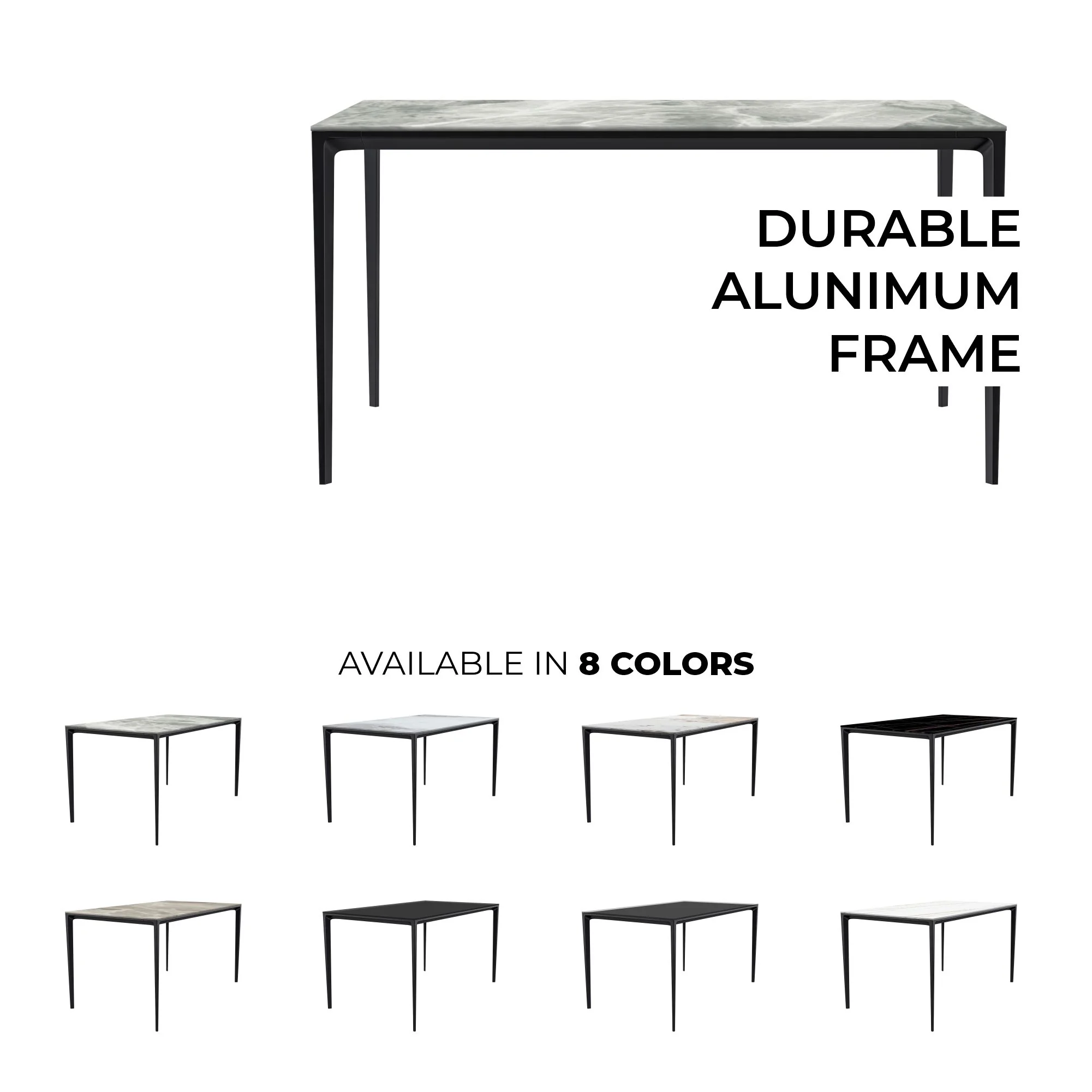 Avo Series Modern Dining Table Black Base, With 55 Light Grey Sintered Stone Top