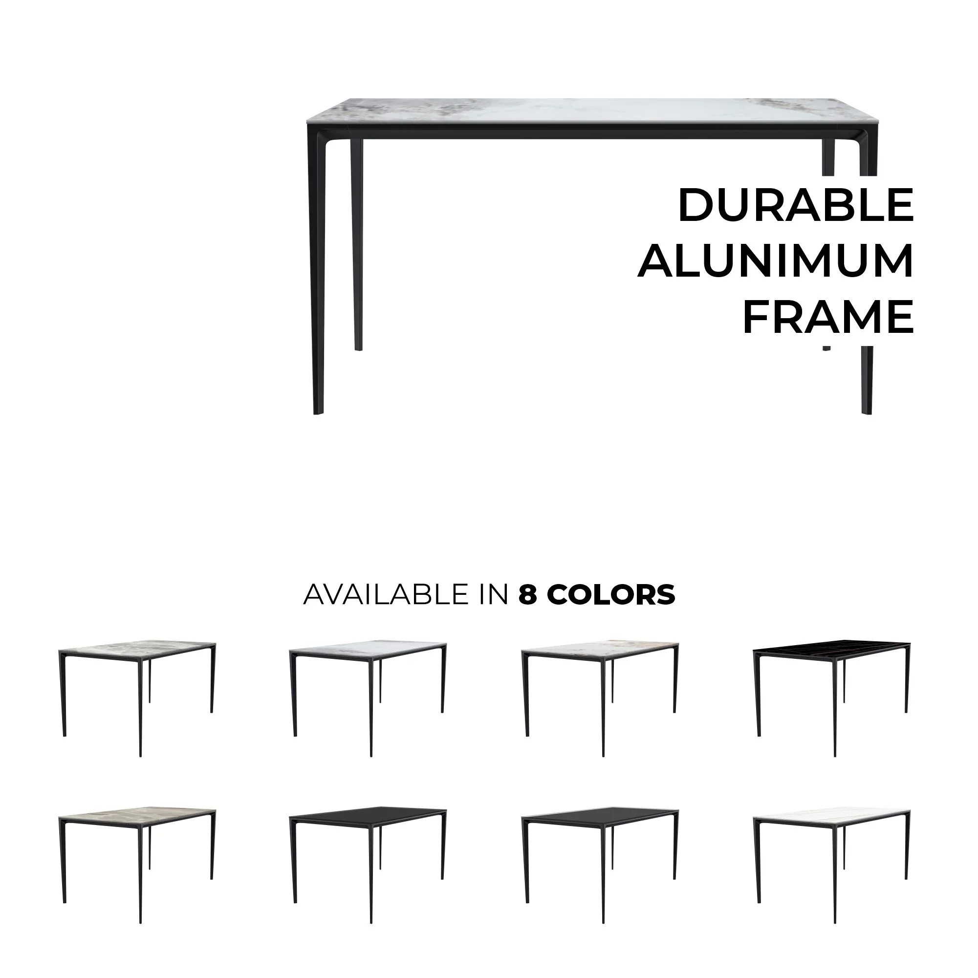 Avo Series Modern Dining Table Black Base, With 55 Medium Grey Sintered Stone Top