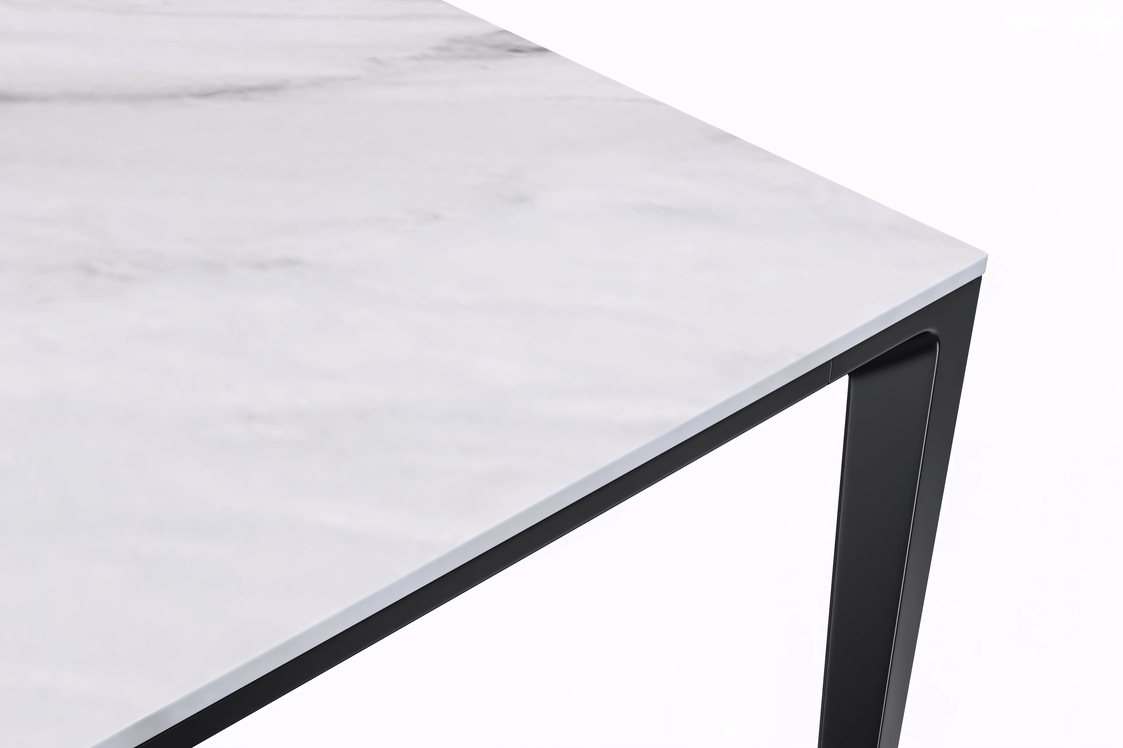 Avo Series Modern Dining Table Black Base, With 55 White Sintered Stone Top
