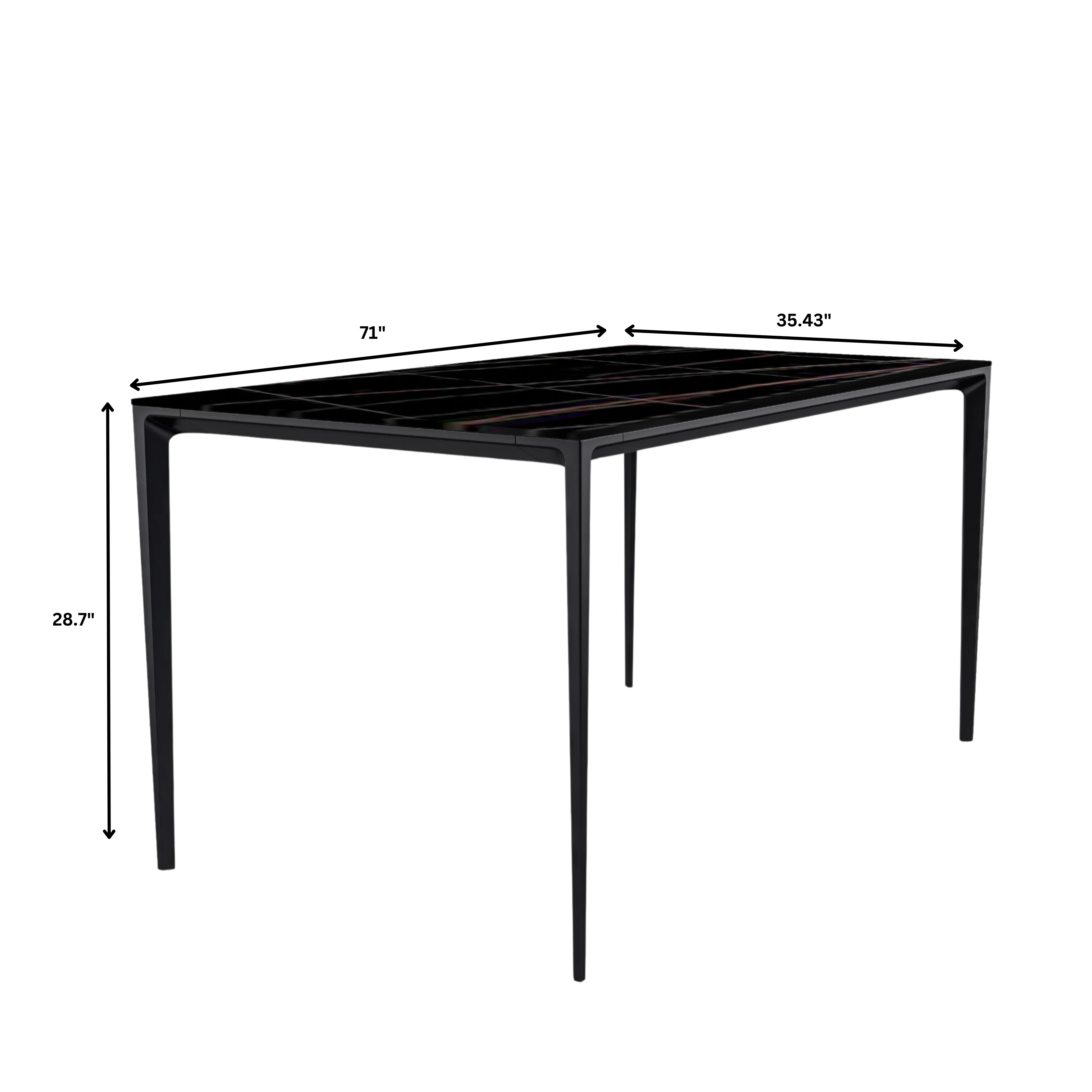 Avo Series Modern Dining Table Black Base, With 62 Black/Gold Sintered Stone Top