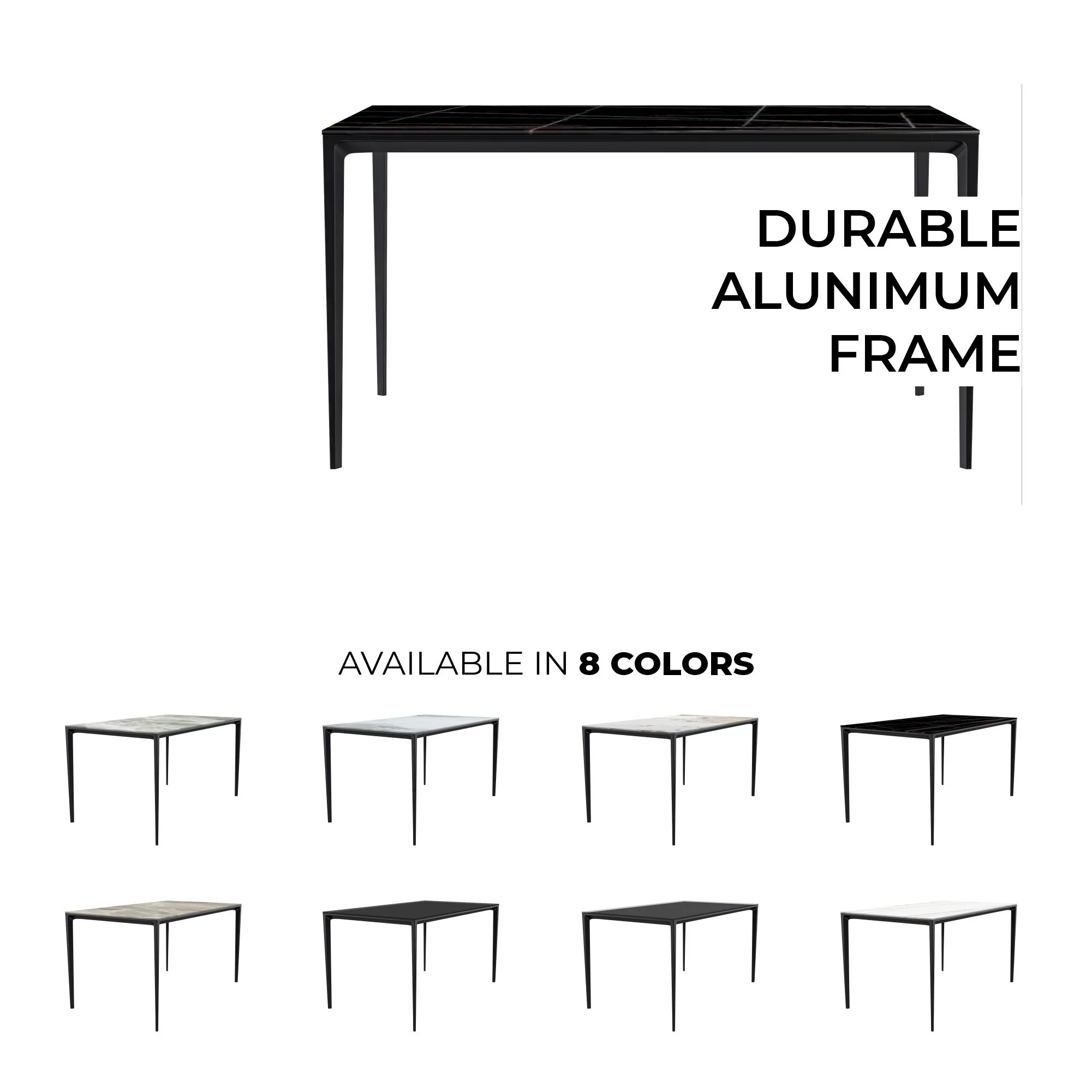 Avo Series Modern Dining Table Black Base, With 62 Black/Gold Sintered Stone Top