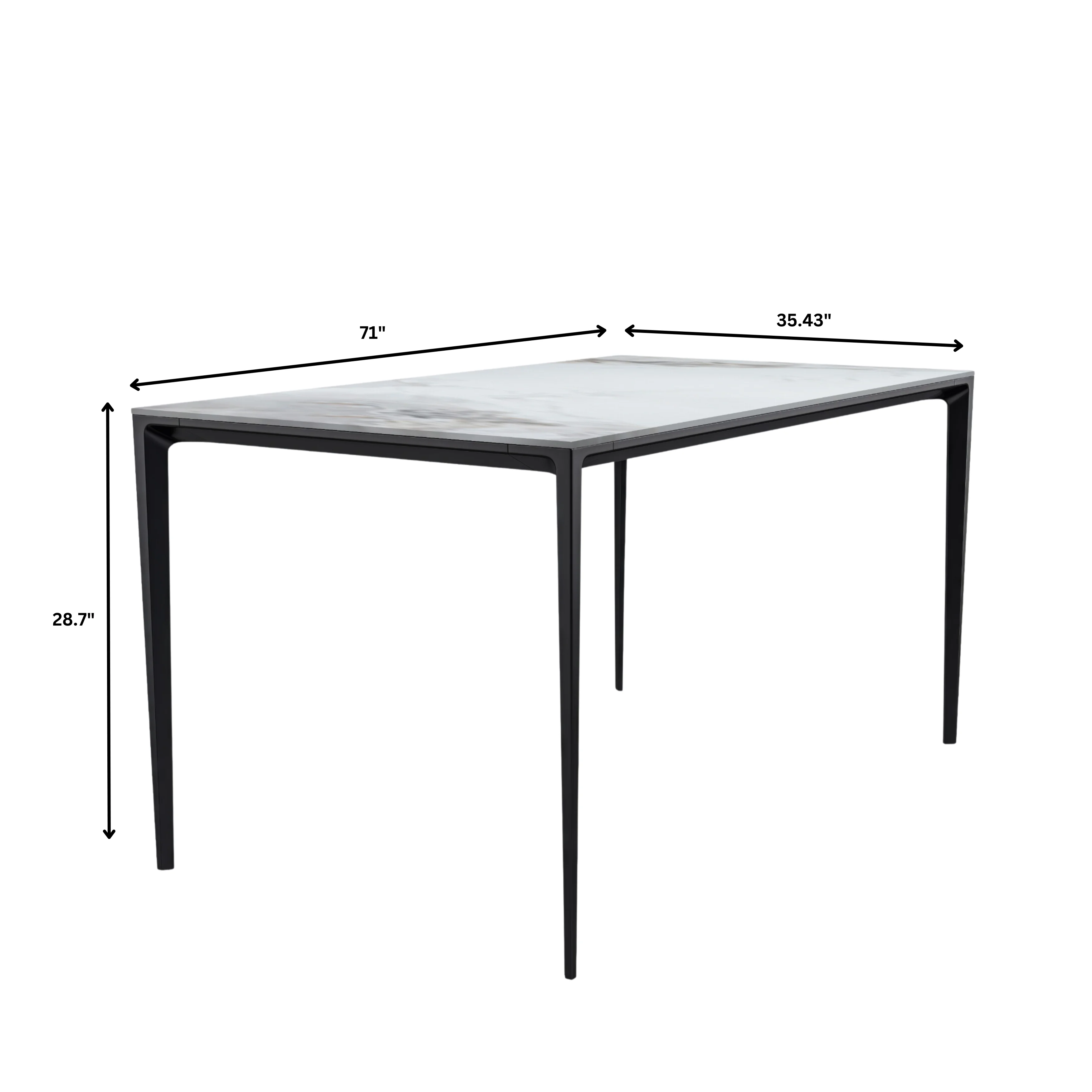 Avo Series Modern Dining Table Black Base, With 62 Medium Grey Sintered Stone Top