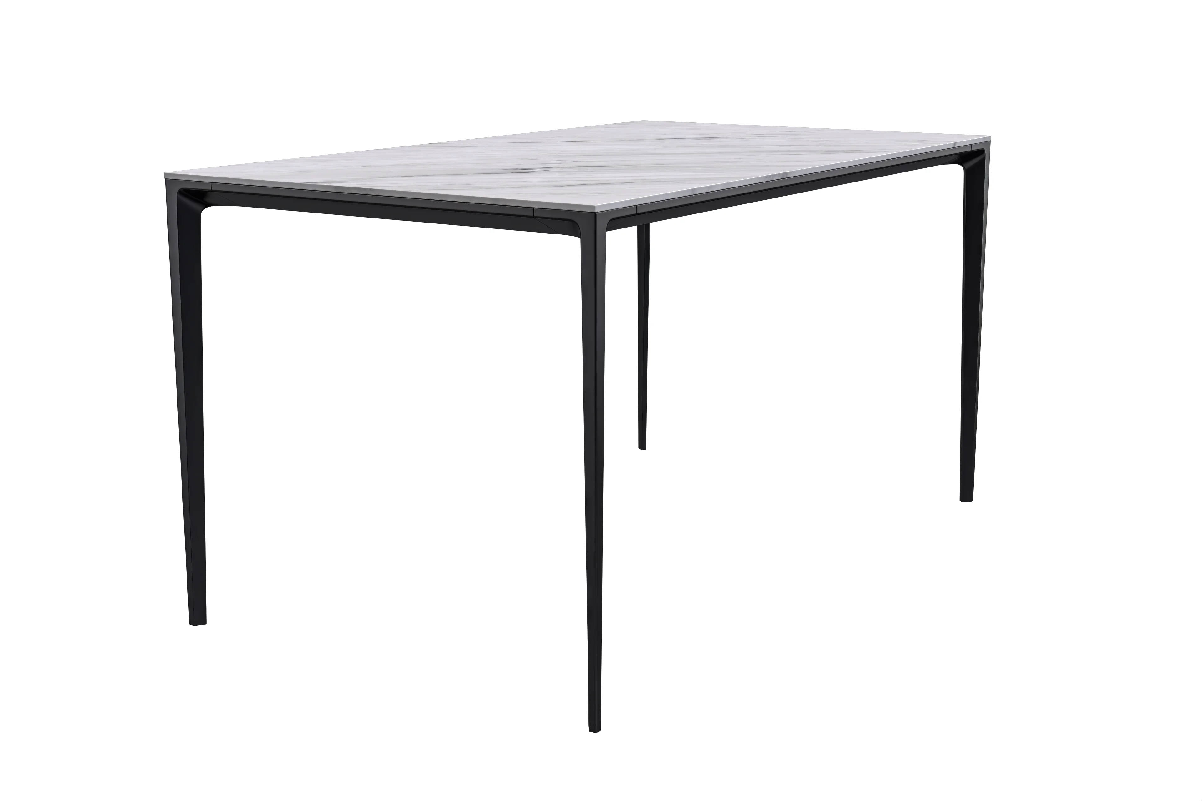 Avo Series Modern Dining Table Black Base, With 62 White Sintered Stone Top