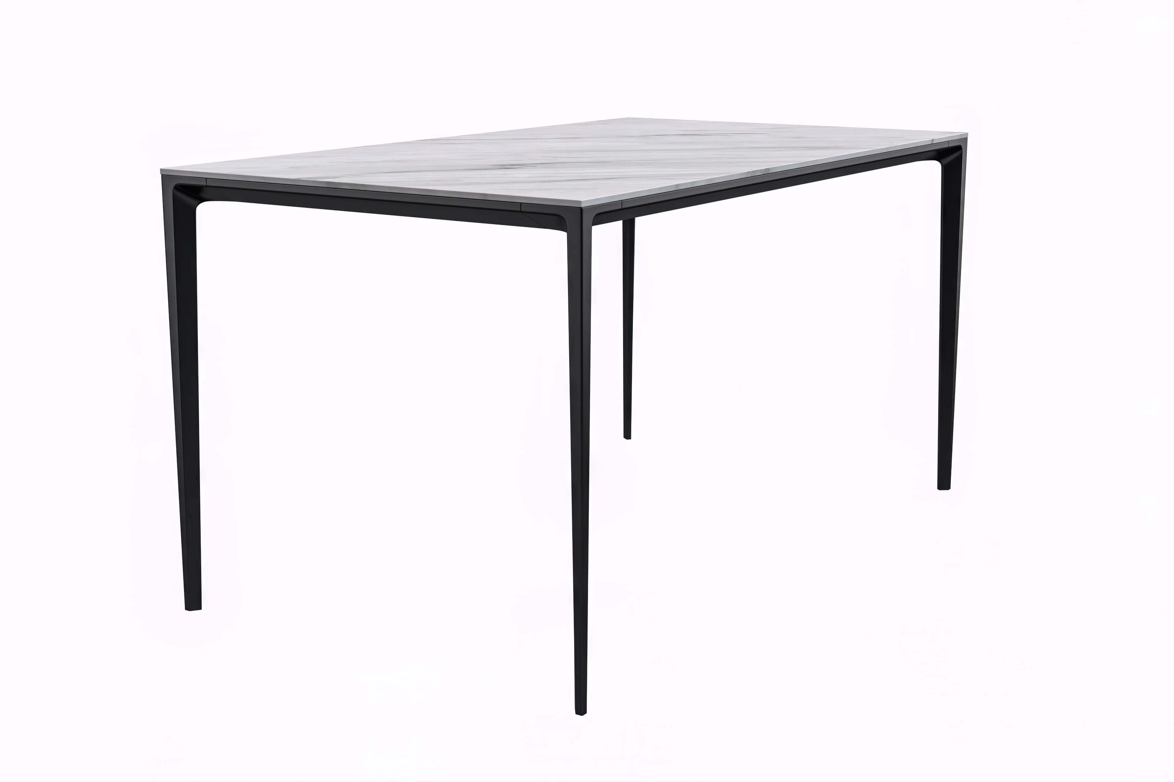 Avo Series Modern Dining Table Black Base, With 62 White Sintered Stone Top
