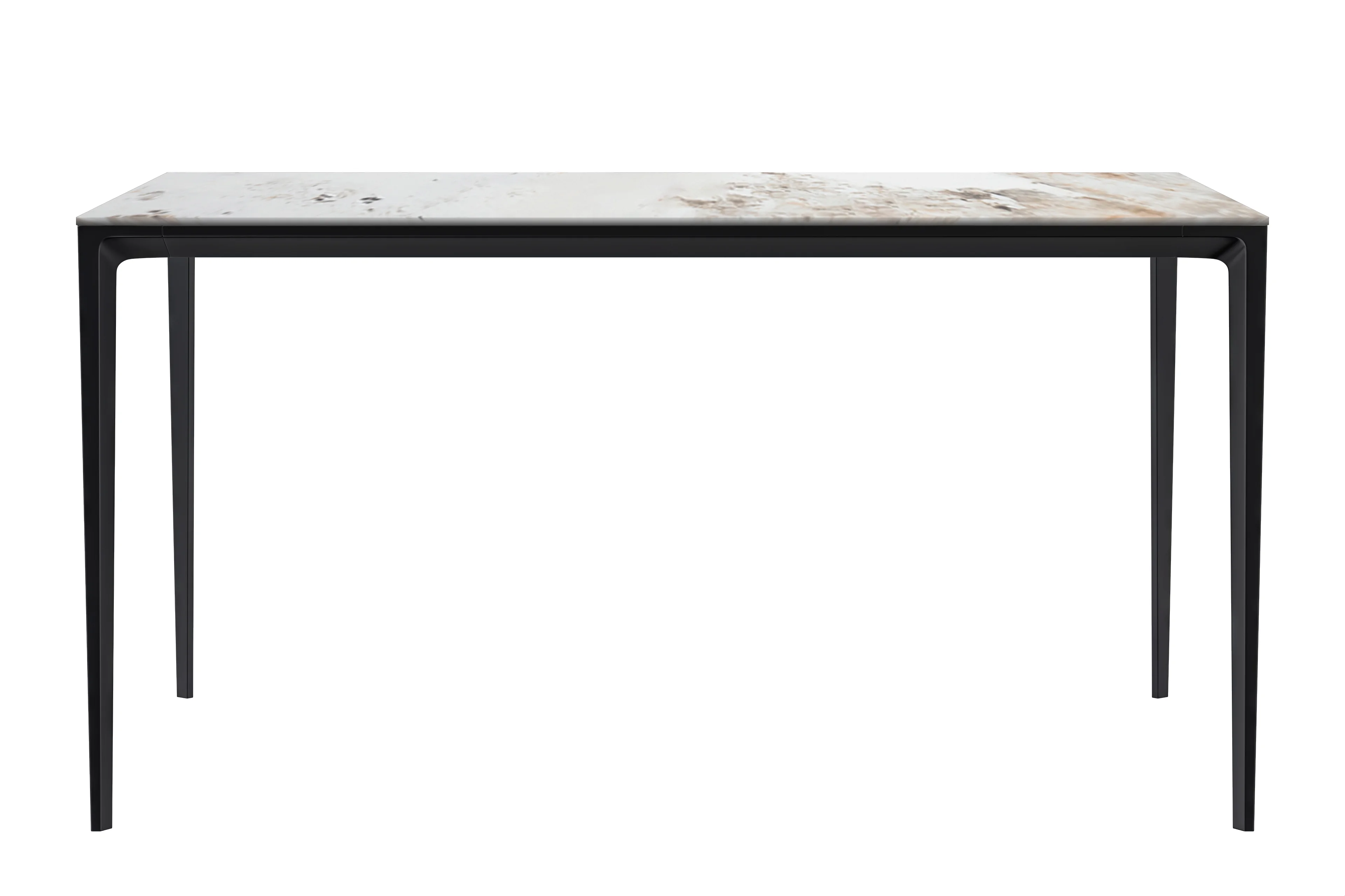 Avo Series Modern Dining Table Black Base, With 71 White Grey Sintered Stone Top