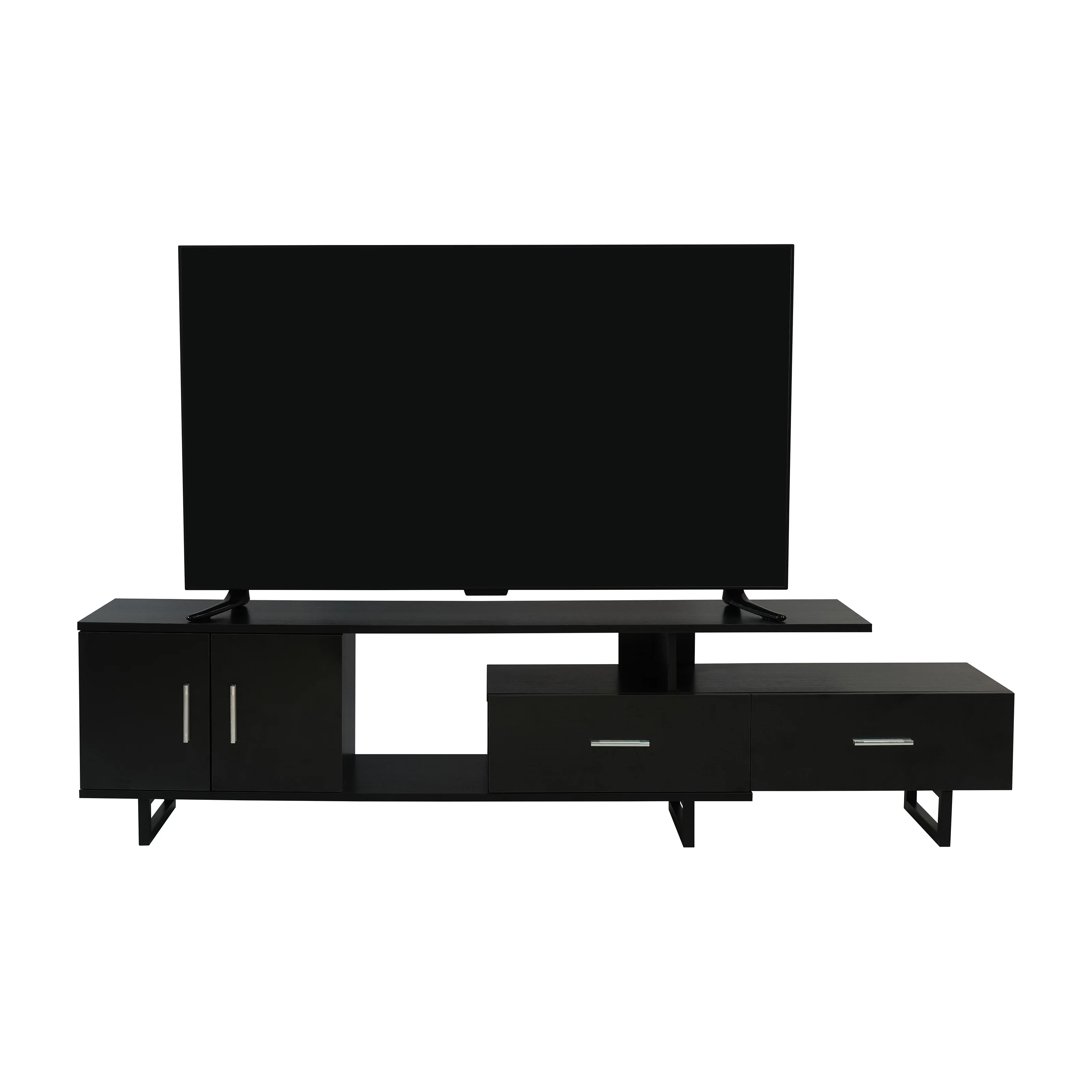 Avery Mid-Century Modern TV Stand with MDF Cabinet and Powder Coated Steel Legs