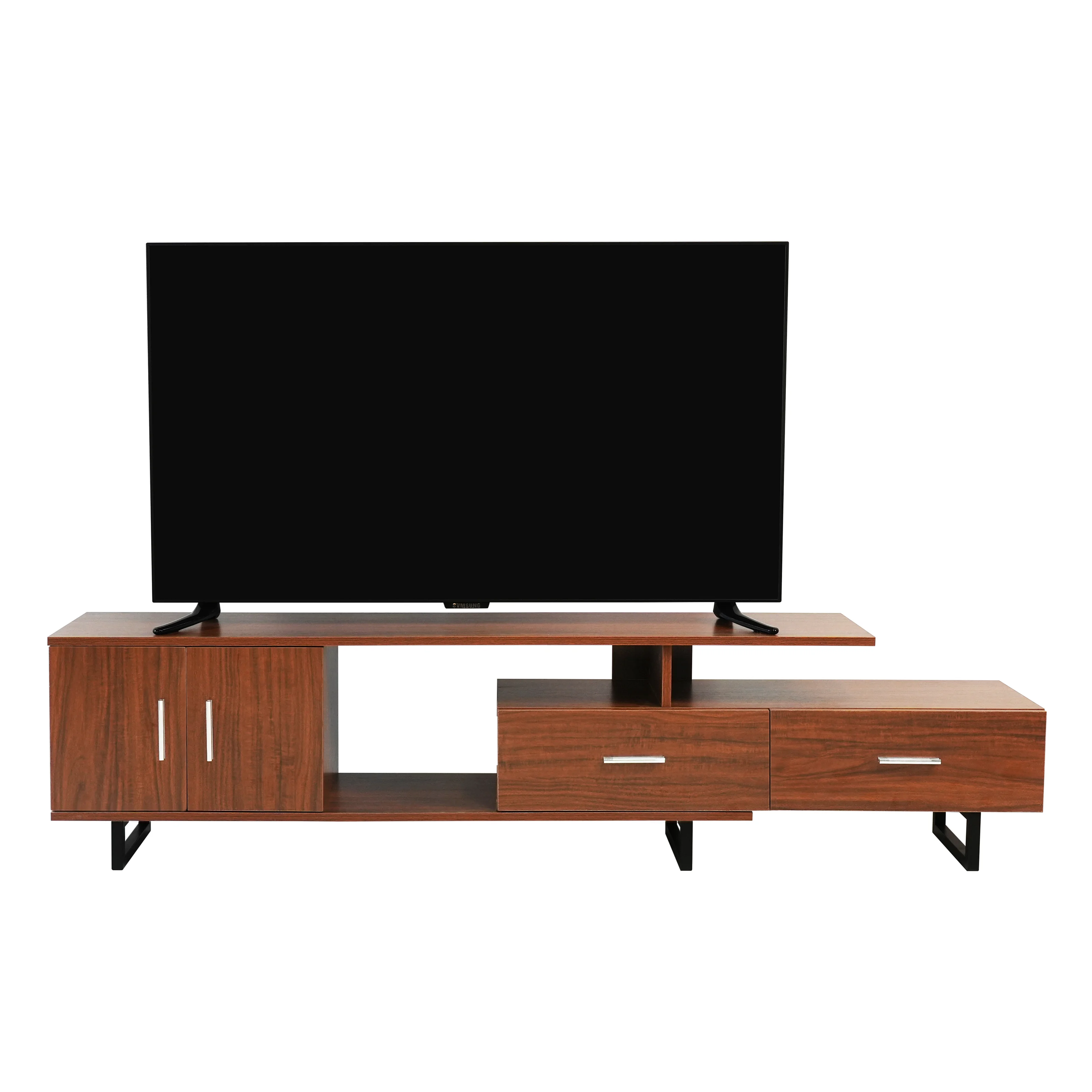 Avery Mid-Century Modern TV Stand with MDF Cabinet and Powder Coated Steel Legs