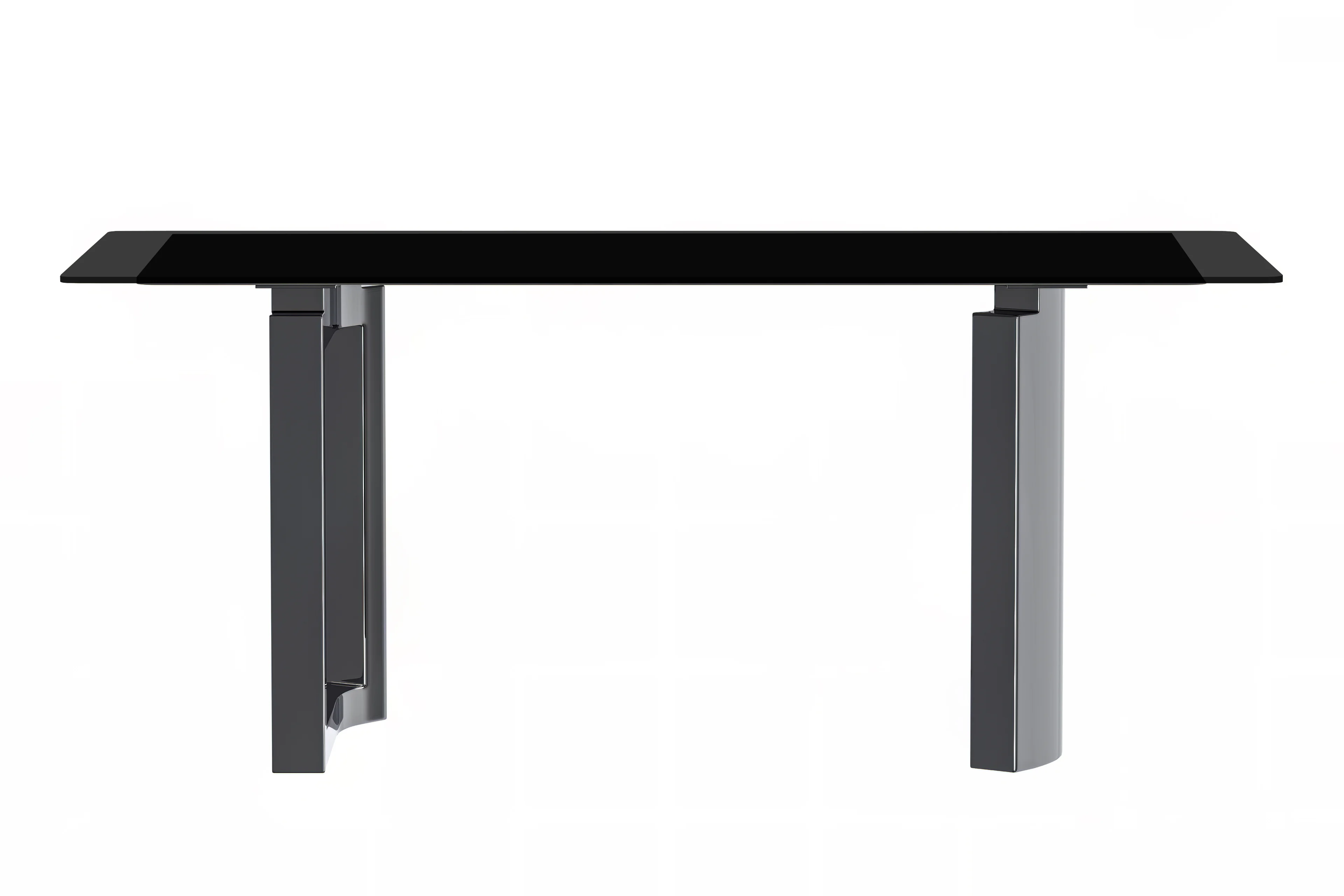 Astra Series Modern Dining Table Stainless Steel Base, With 55" Black Glass Top