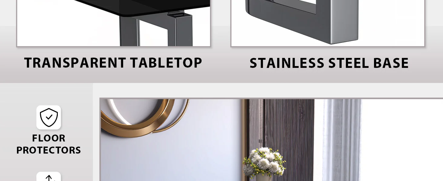 Astra Series Modern Dining Table Stainless Steel Base, With 55" Black Glass Top