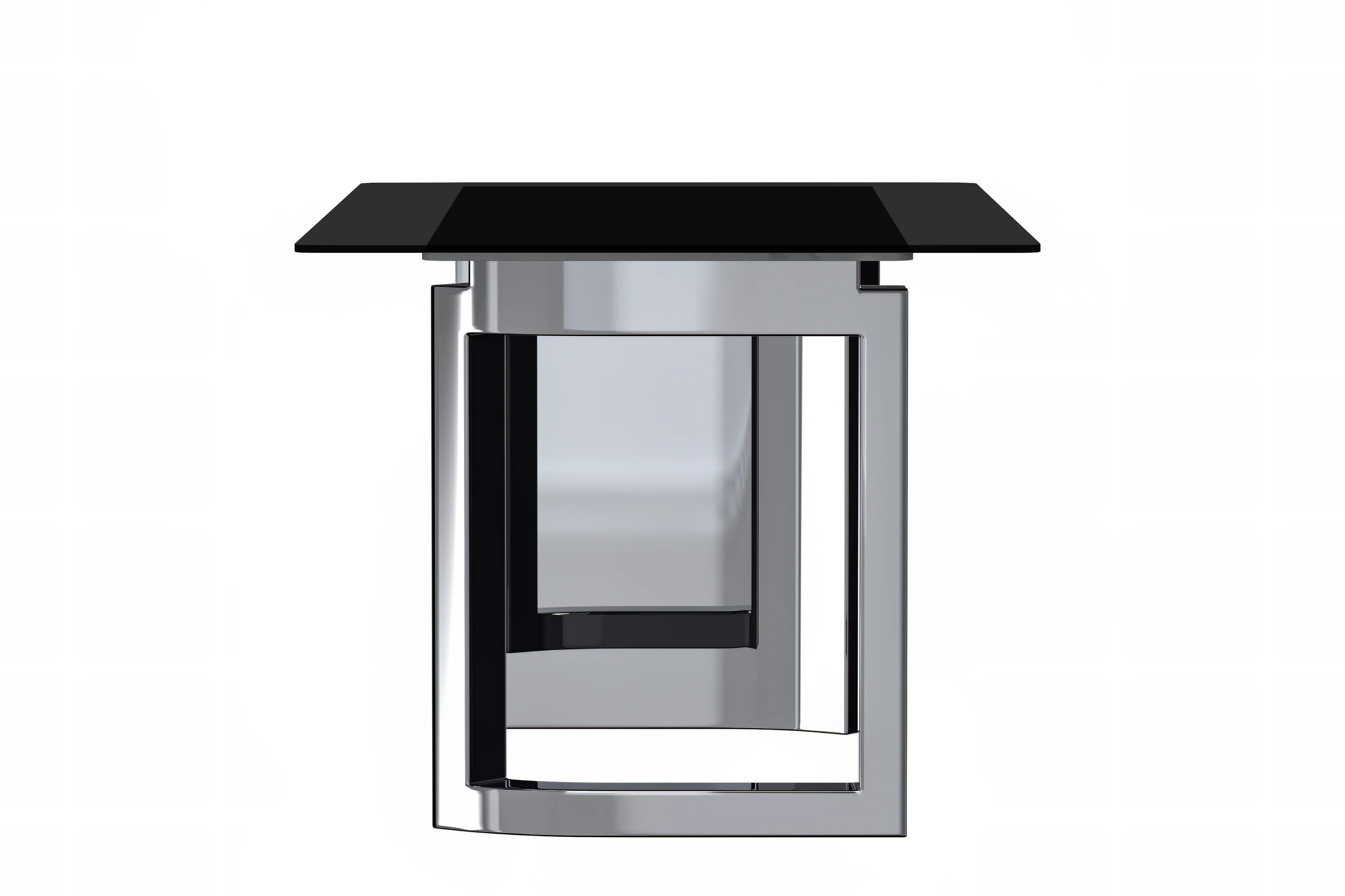 Astra Series Modern Dining Table Stainless Steel Base, With 62" Black Glass Top