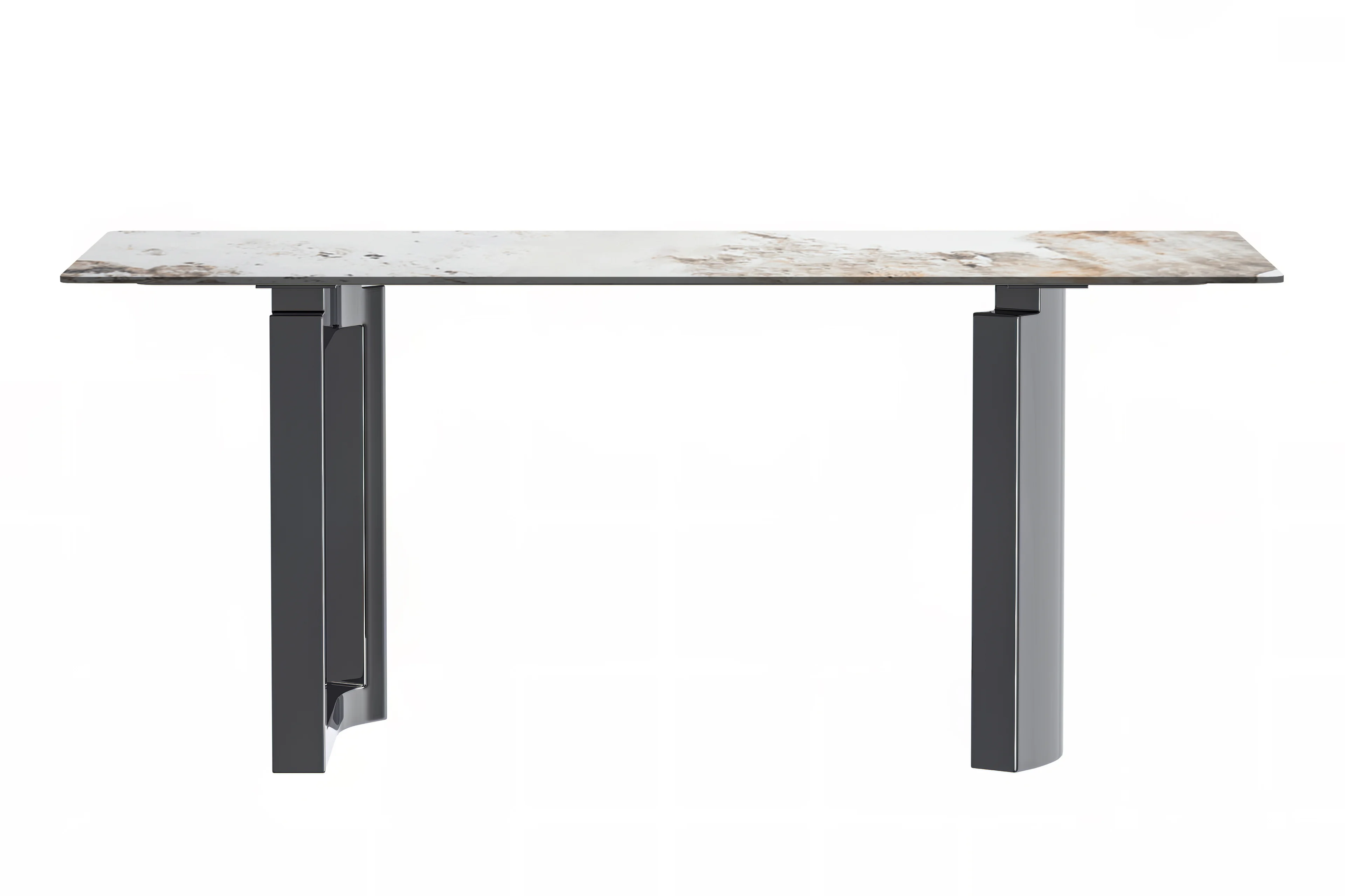Astra Series Modern Dining Table Stainless Steel Base, With 71" White Grey Sintered Stone Top