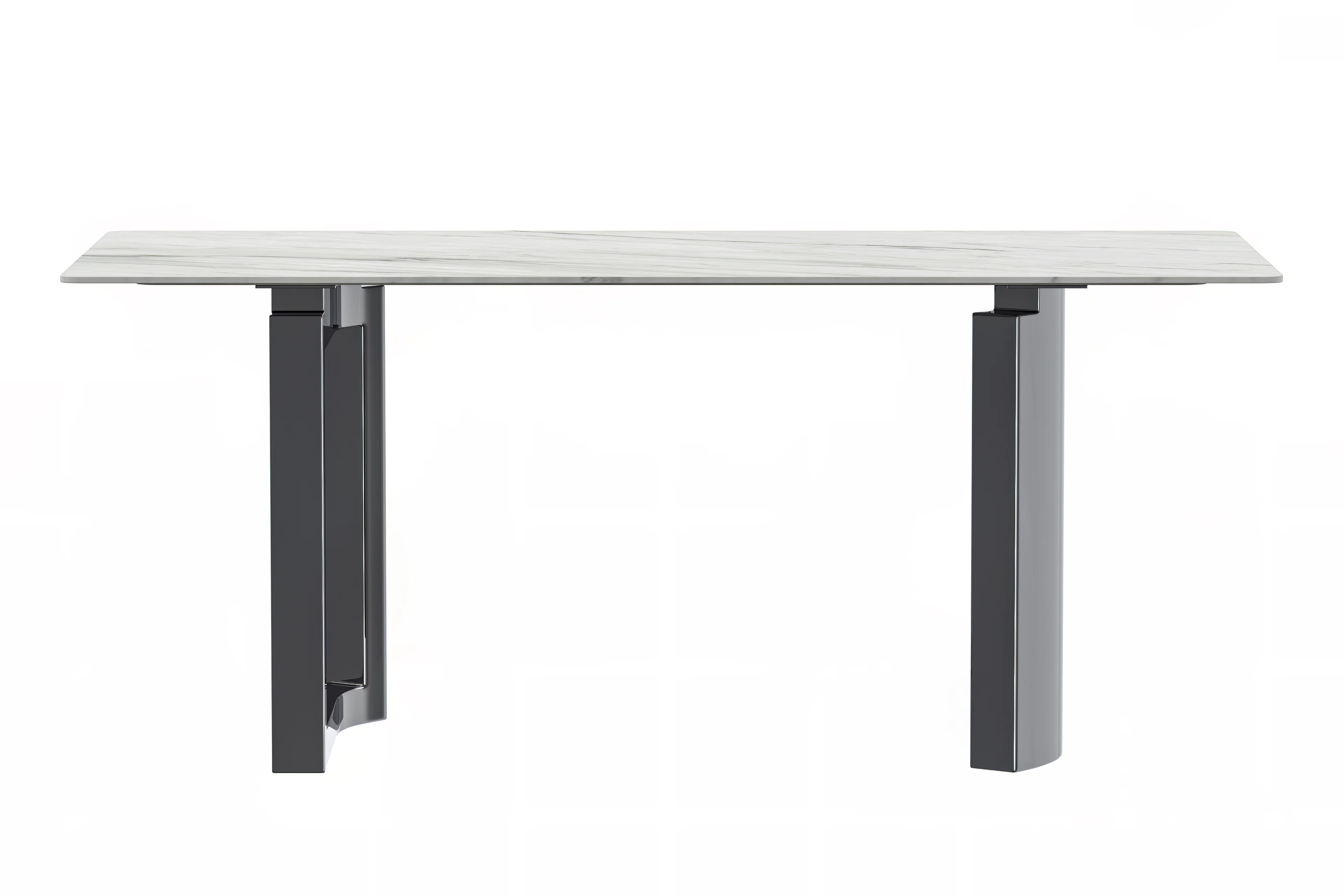 Astra Series Modern Dining Table Stainless Steel Base, With 71" White Sintered Stone Top