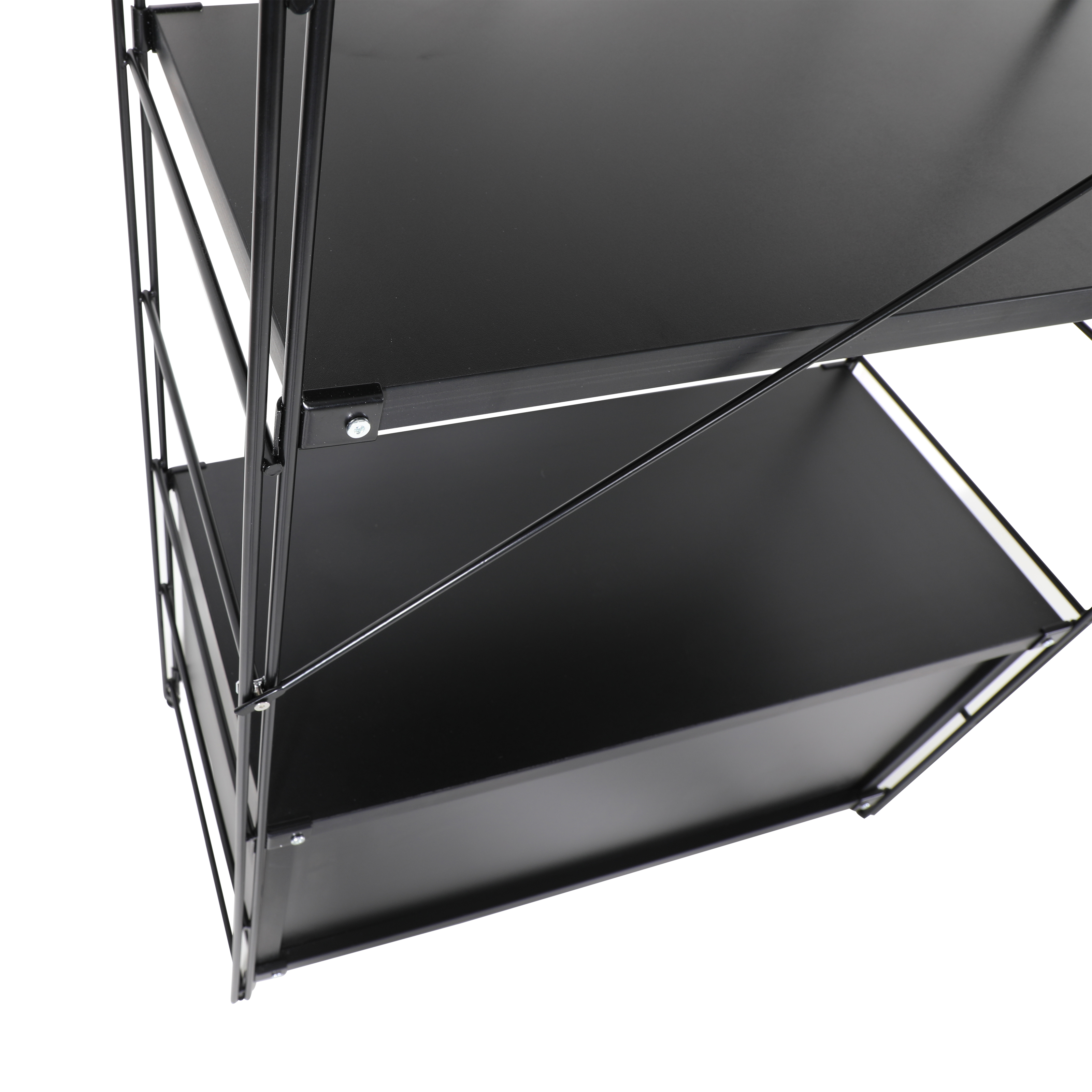 Brentwood Etagere Bookcase with Black Powder Coated Steel Frame and Melamine Board Shelves