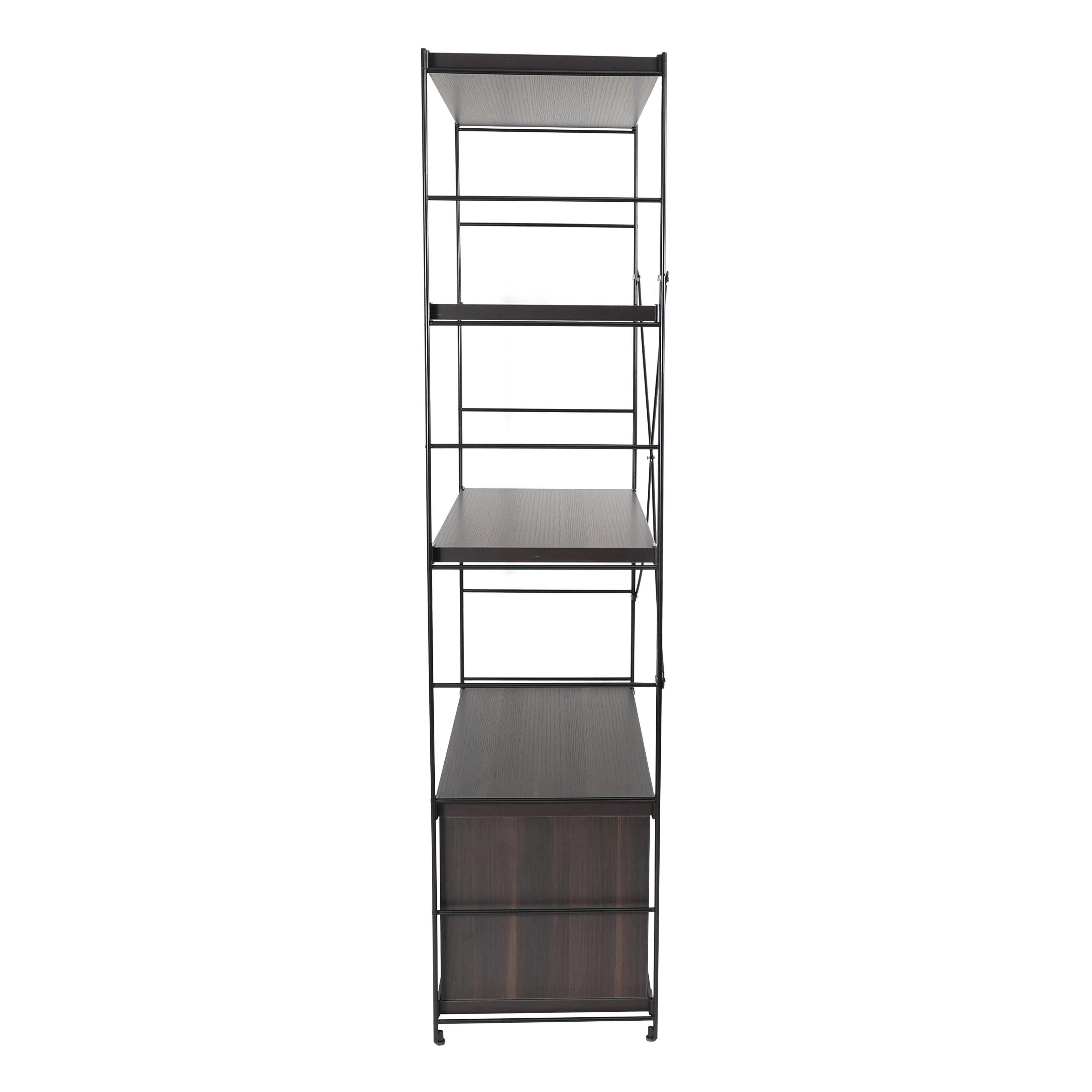 Brentwood Etagere Bookcase with Black Powder Coated Steel Frame and Melamine Board Shelves