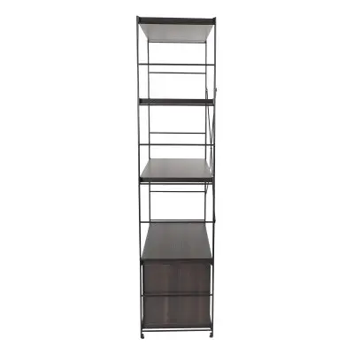 Brentwood Etagere Bookcase with Black Powder Coated Steel Frame and Melamine Board Shelves