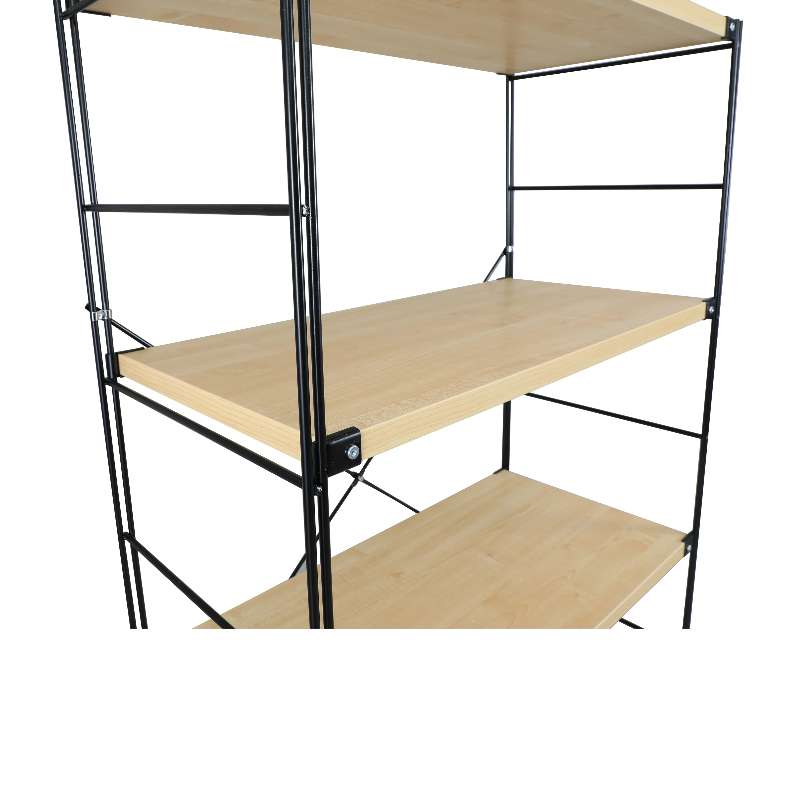 Brentwood Etagere Bookcase with Black Powder Coated Steel Frame and Melamine Board Shelves