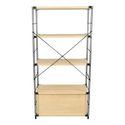 Brentwood Etagere Bookcase with Black Powder Coated Steel Frame and Melamine Board Shelves