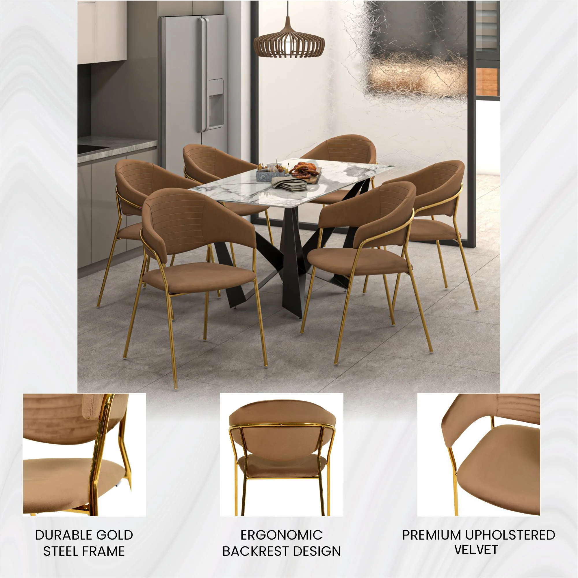 Bella Collection Modern Dining Chair in Brown Set of 2