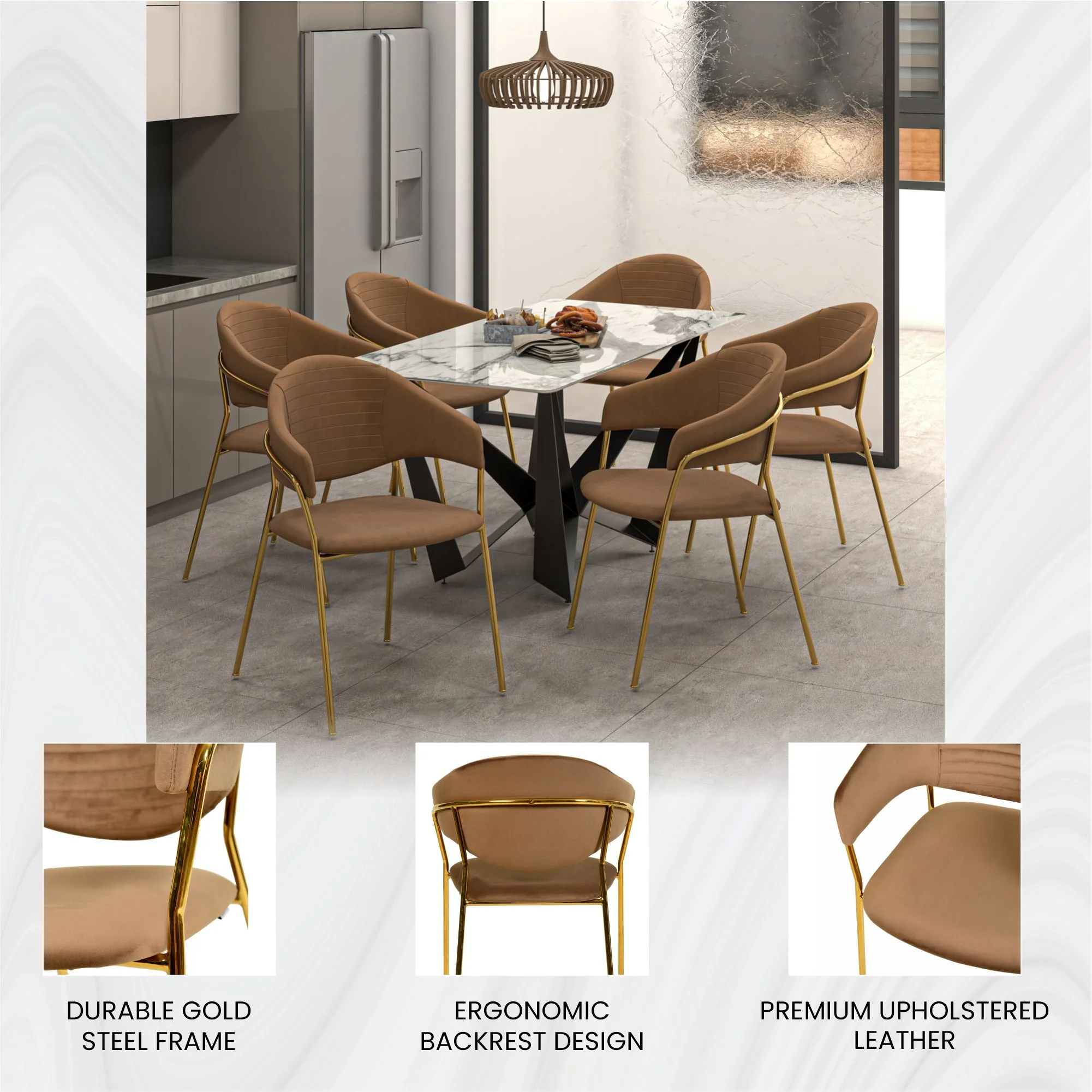 Bella Collection Modern Dining Chair in Brown Set of 2