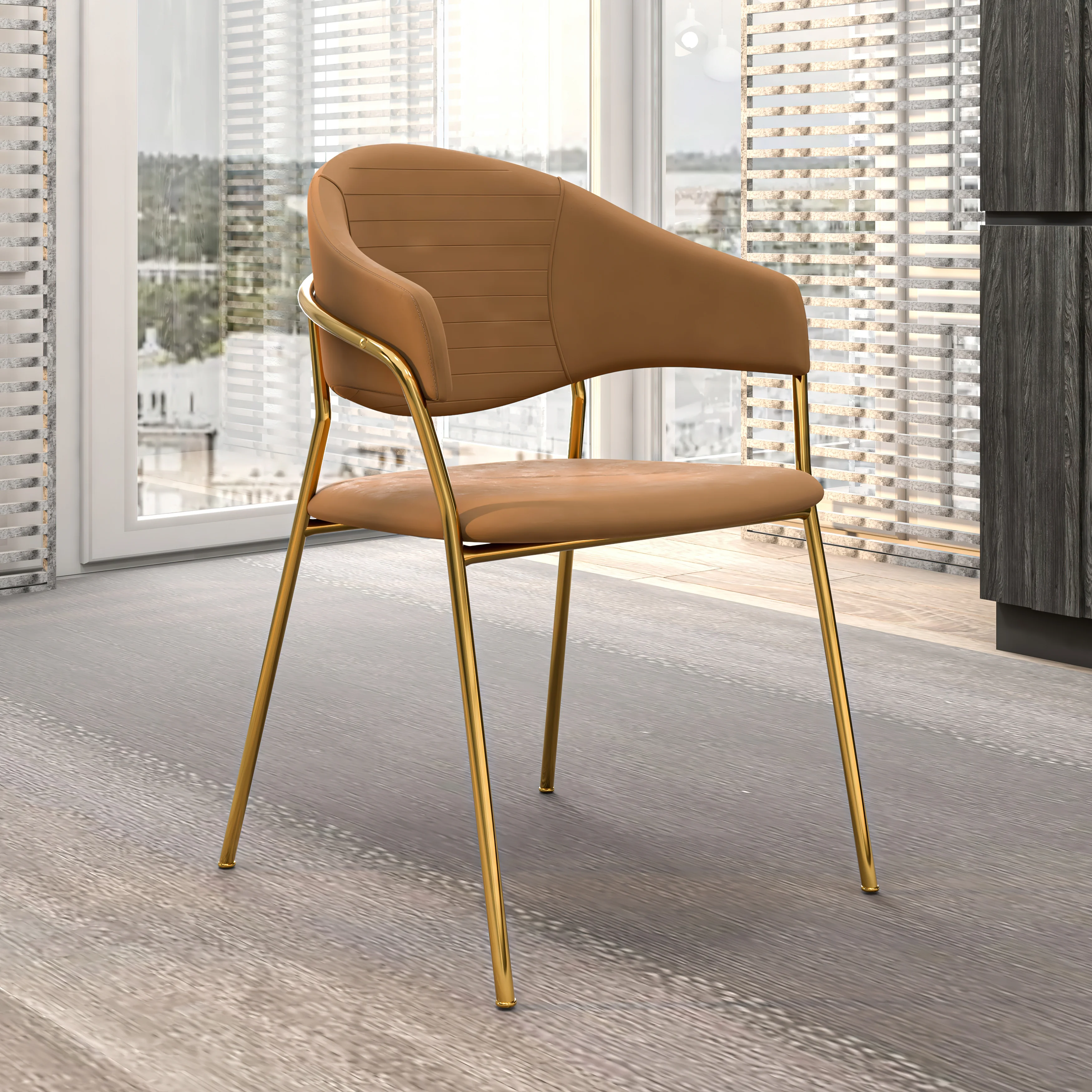 Bella Collection Modern Dining Chair in Brown Set of 2