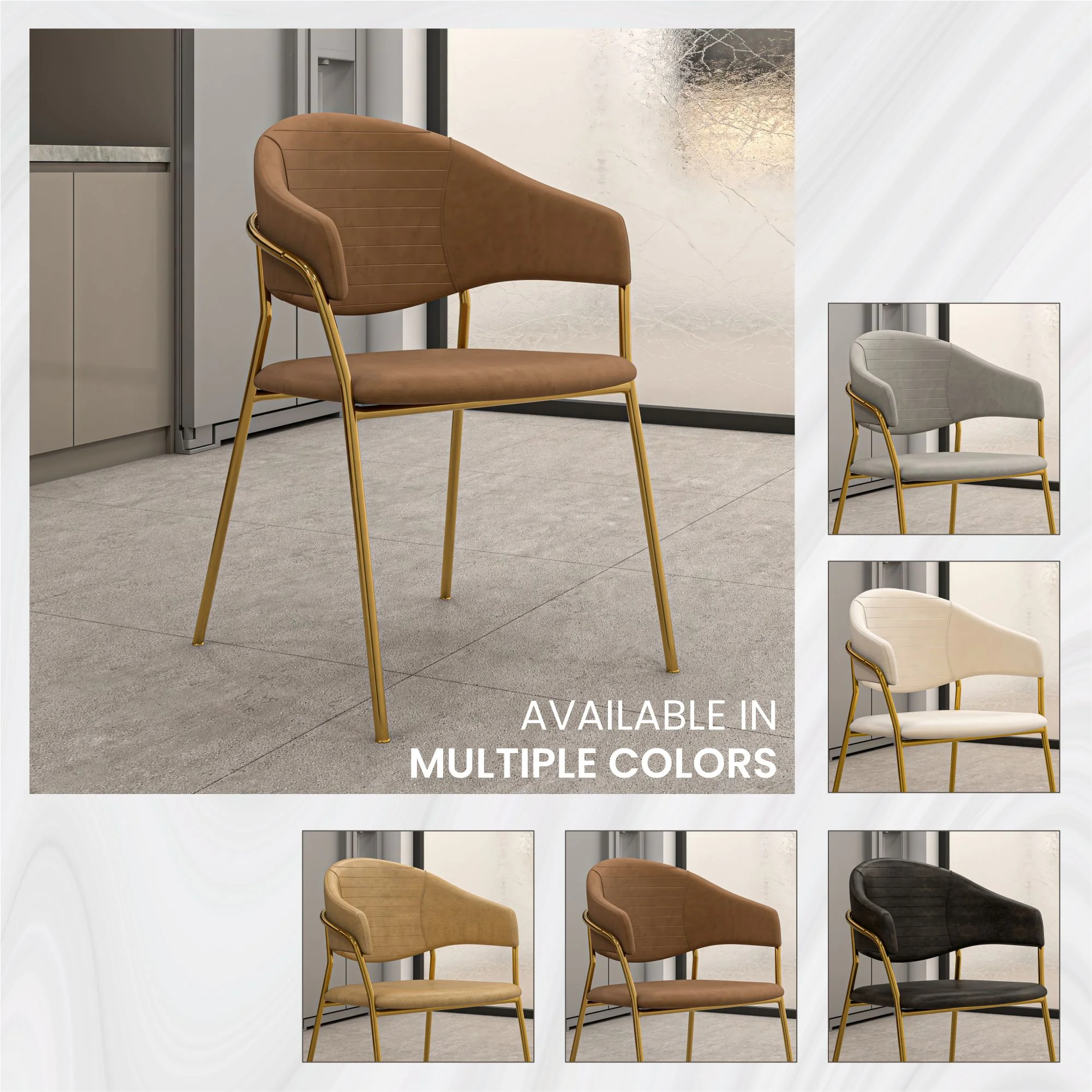 Bella Collection Modern Dining Chair in Brown Set of 4