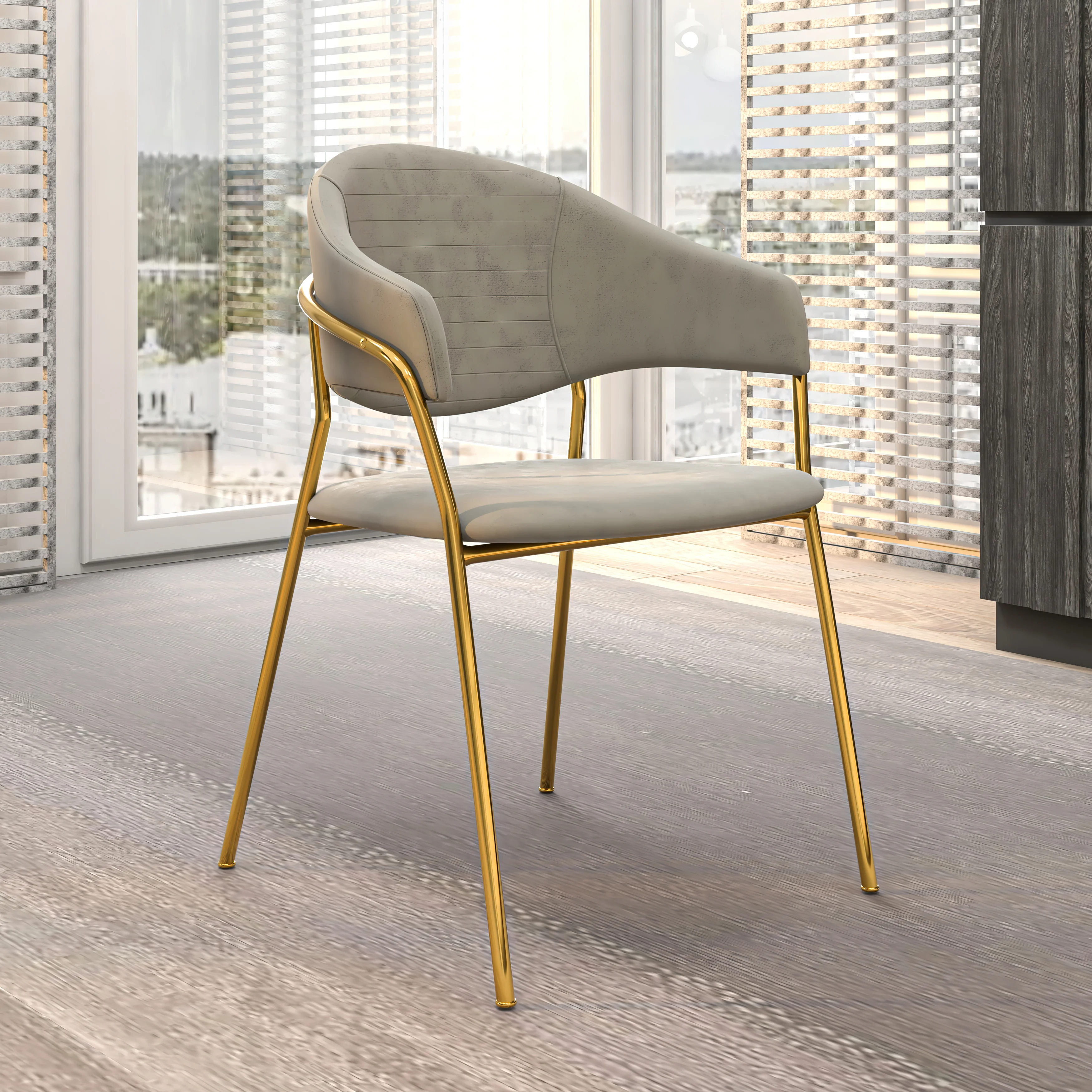 Bella Collection Modern Dining Chair in Light Grey Set of 2