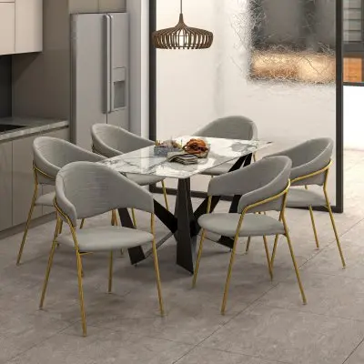 Bella Collection Modern Dining Chair in Light Grey Set of 4