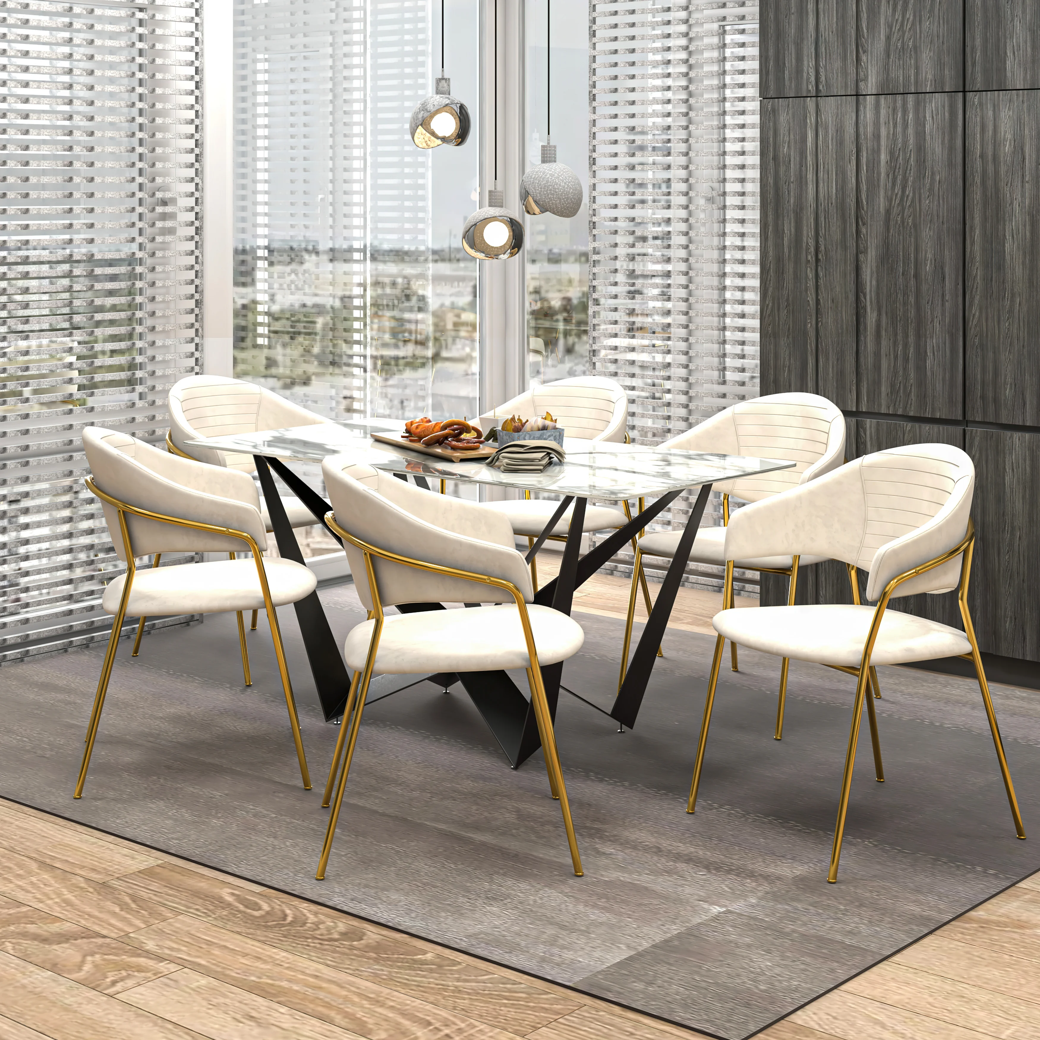 Bella Collection Modern Dining Chair in Off White