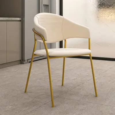 Bella Collection Modern Dining Chair in Off White