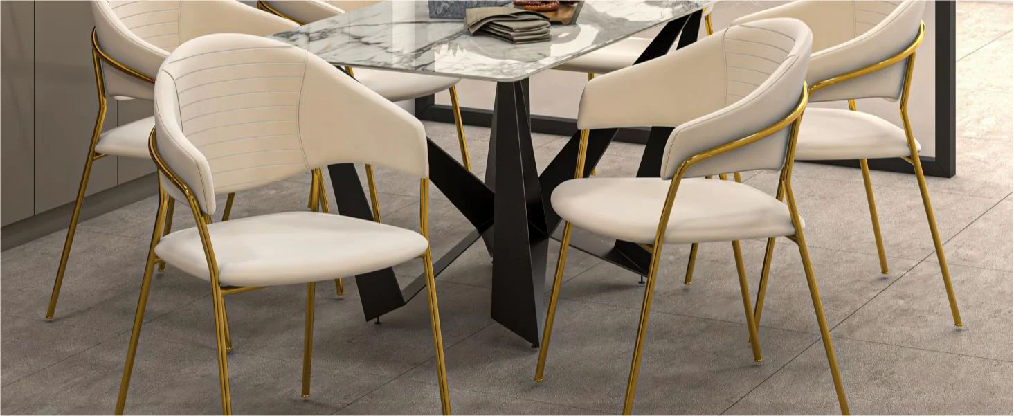 Bella Collection Modern Dining Chair in Off White Set of 2